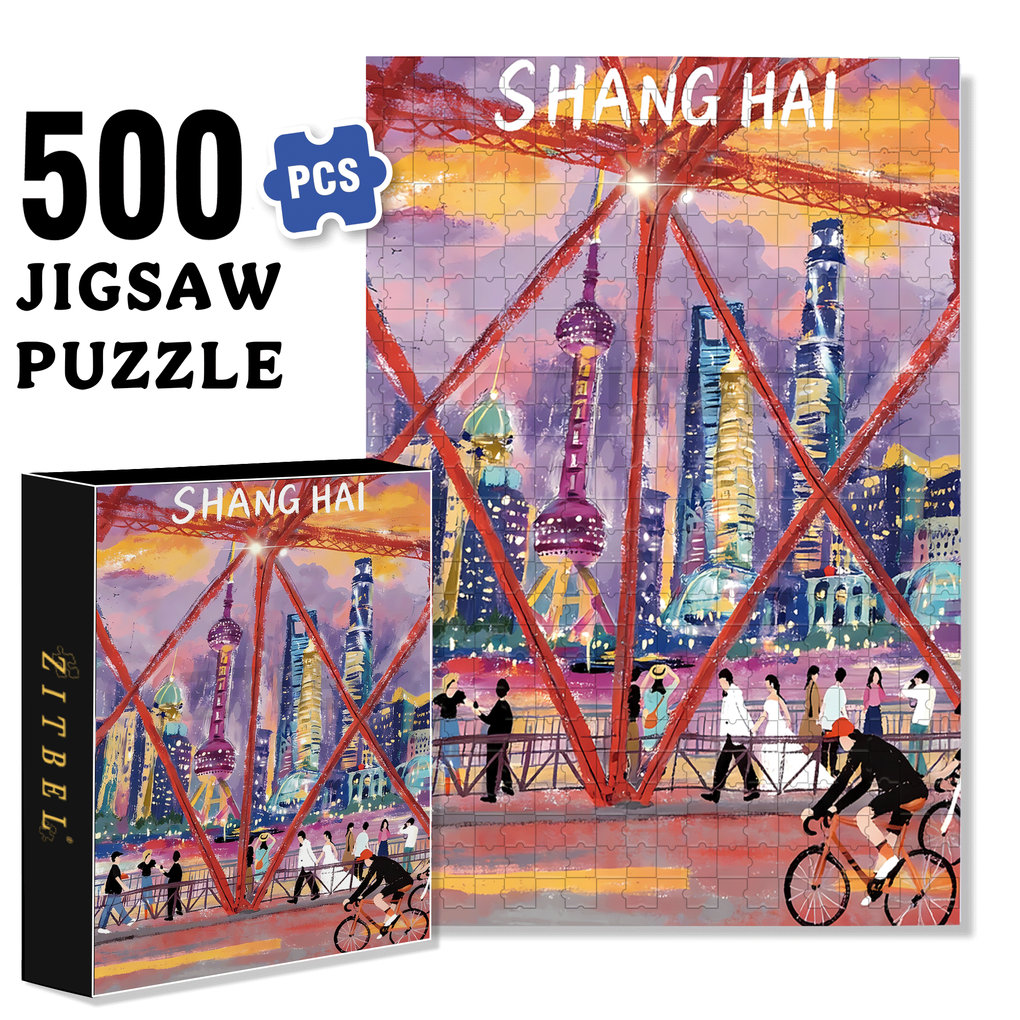 Blow The Wind At Sunset 500pcs/1000pcs Jigsaw Puzzle, Scratch-Resistant, Interactive Family Game & Brain-Boosting DIY Decor, Perfect for Halloween, Christmas & New Year Gifts, Family Puzzle Game