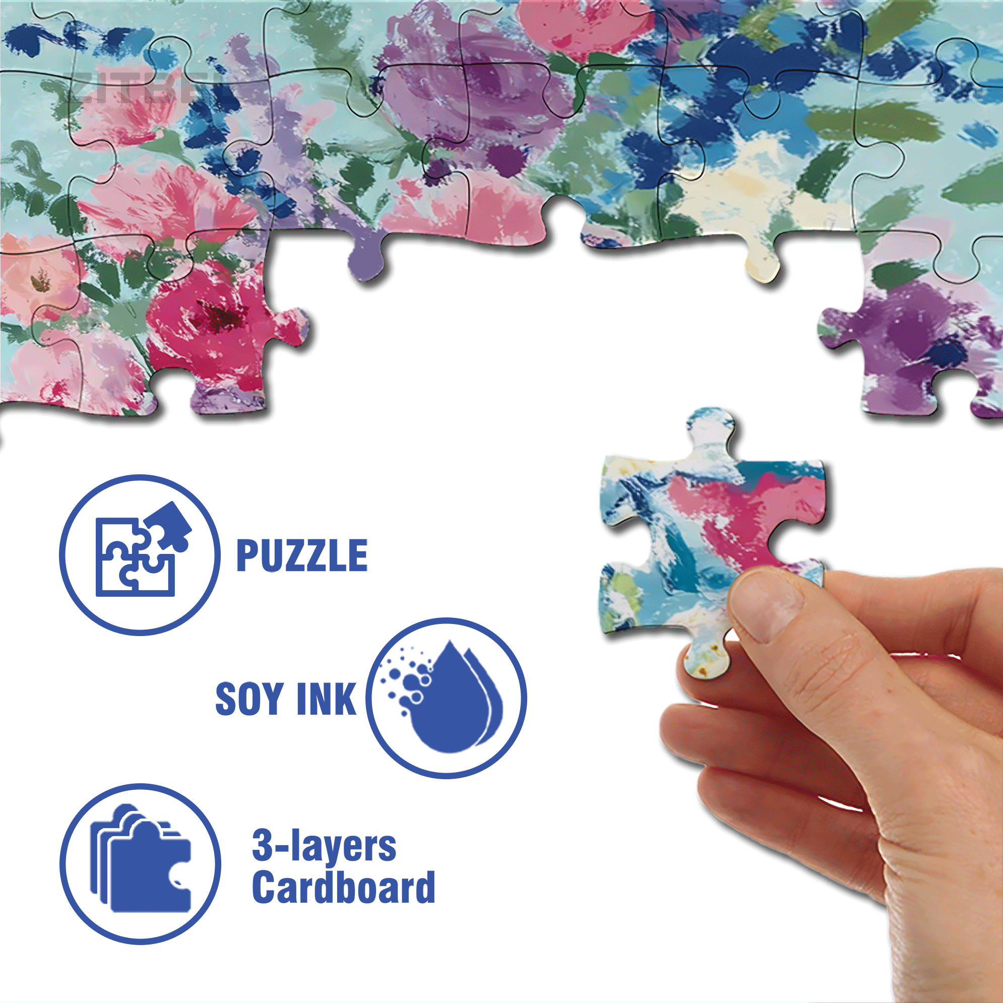 Blue Lily 500pcs/1000pcs Jigsaw Puzzle, Scratch-Resistant, Interactive Family Game & Brain-Boosting DIY Decor, Perfect for Halloween, Christmas & New Year Gifts, Family Puzzle Game