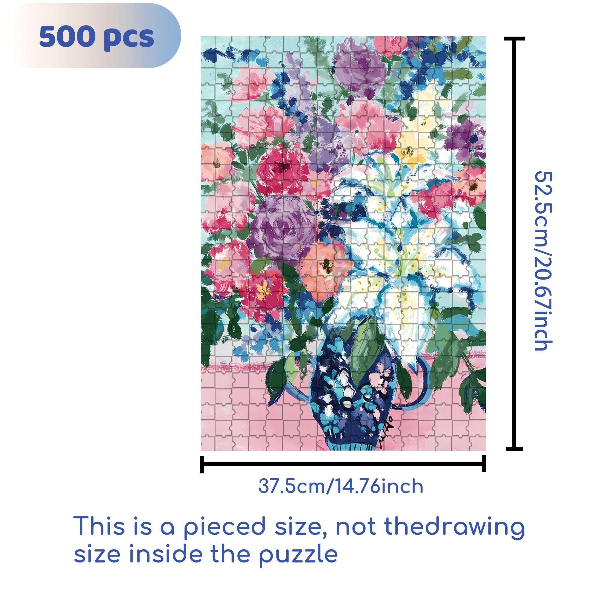 Blue Lily 500pcs/1000pcs Jigsaw Puzzle, Scratch-Resistant, Interactive Family Game & Brain-Boosting DIY Decor, Perfect for Halloween, Christmas & New Year Gifts, Family Puzzle Game