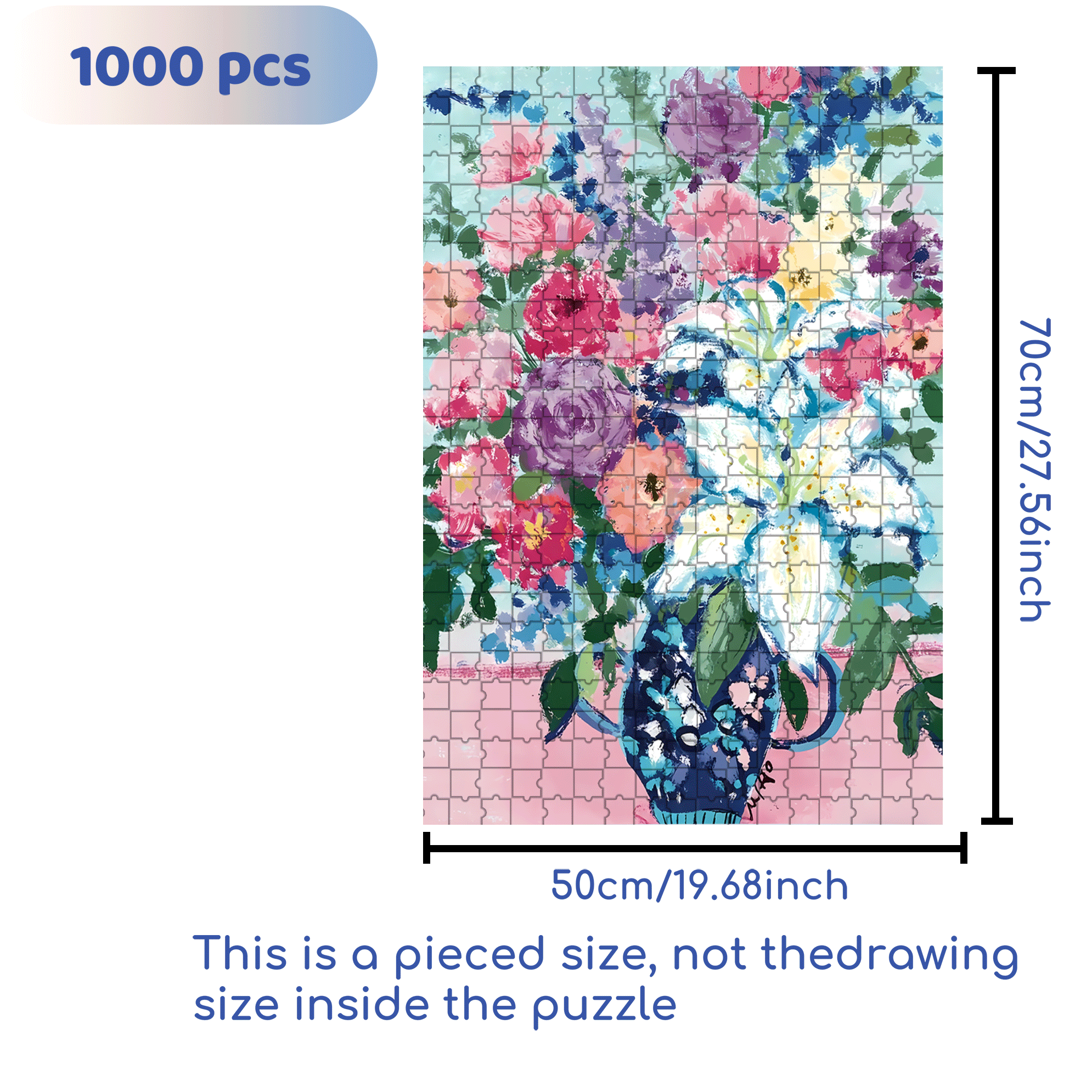 Blue Lily 500pcs/1000pcs Jigsaw Puzzle, Scratch-Resistant, Interactive Family Game & Brain-Boosting DIY Decor, Perfect for Halloween, Christmas & New Year Gifts, Family Puzzle Game