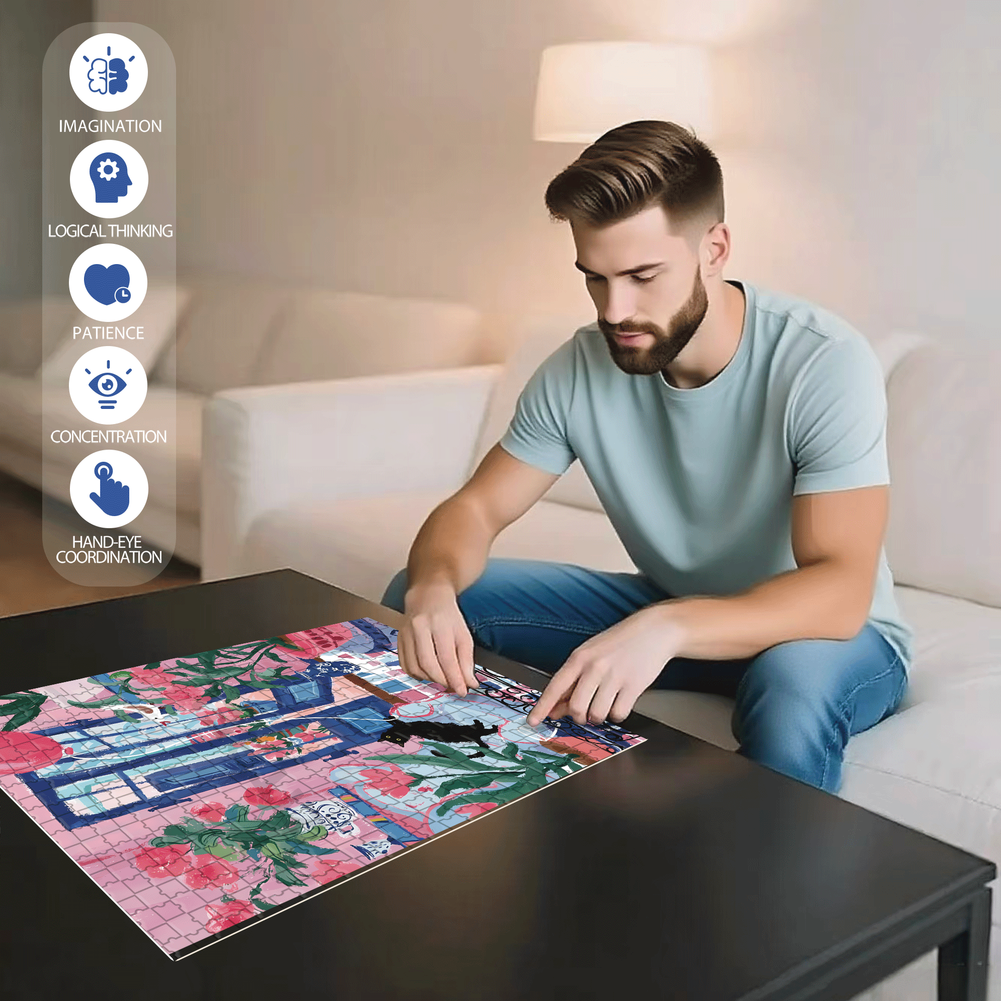 Cats Also Celebrate Holidays 500pcs/1000pcs Jigsaw Puzzle, Scratch-Resistant, Interactive Family Game & Brain-Boosting DIY Decor, Perfect for Halloween, Christmas & New Year Gifts, Family Puzzle Game