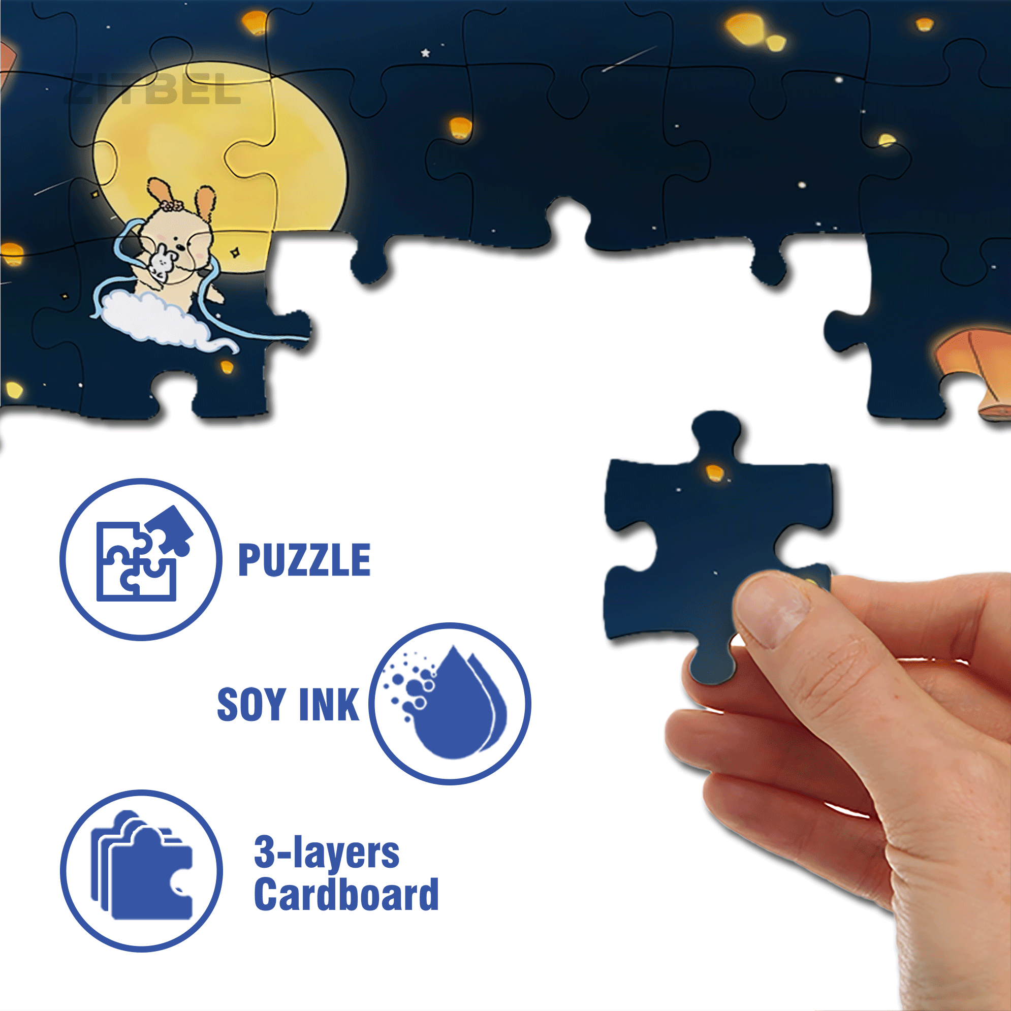 Celebrating Mid Autumn Festival 500pcs/1000pcs Jigsaw Puzzle, Scratch-Resistant, Interactive Family Game & Brain-Boosting DIY Decor, Perfect for Halloween, Christmas & New Year Gifts, Family Puzzle Game