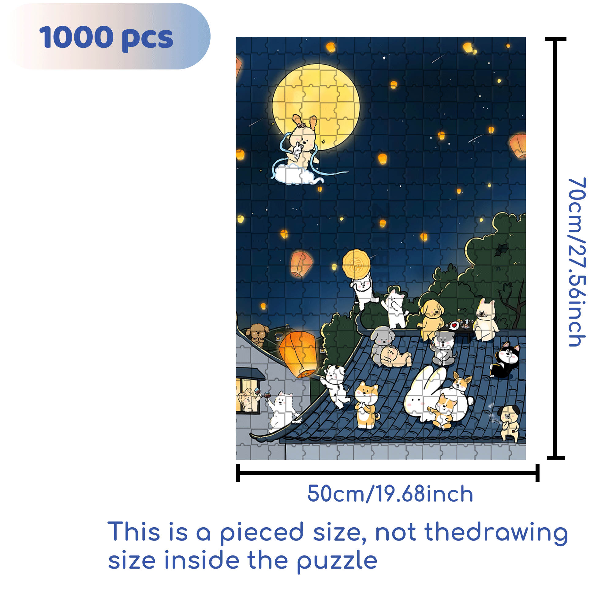 Celebrating Mid Autumn Festival 500pcs/1000pcs Jigsaw Puzzle, Scratch-Resistant, Interactive Family Game & Brain-Boosting DIY Decor, Perfect for Halloween, Christmas & New Year Gifts, Family Puzzle Game