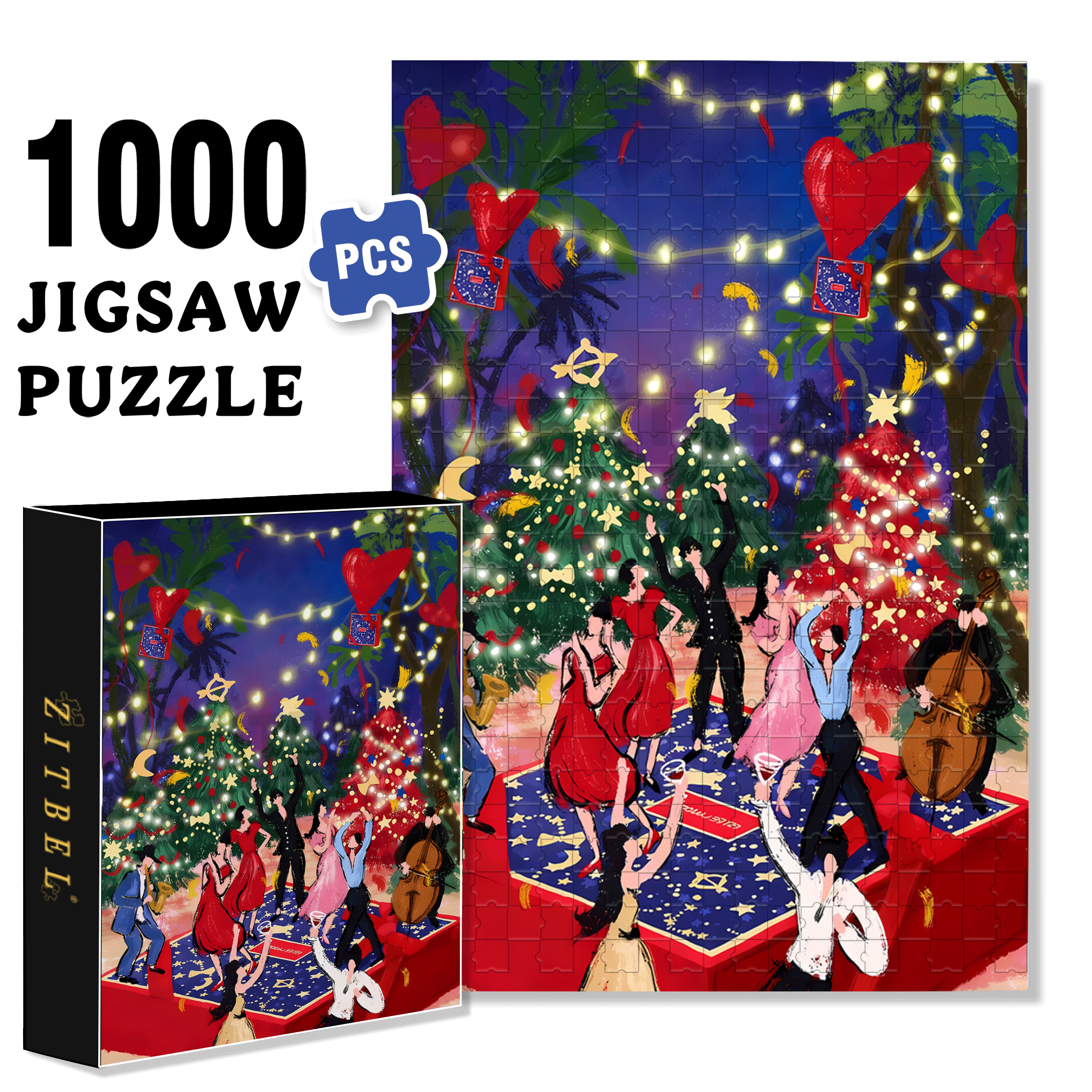 Christmas Carnival Party 500pcs/1000pcs Jigsaw Puzzle, Scratch-Resistant, Interactive Family Game & Brain-Boosting DIY Decor, Perfect for Halloween, Christmas & New Year Gifts, Family Puzzle Game