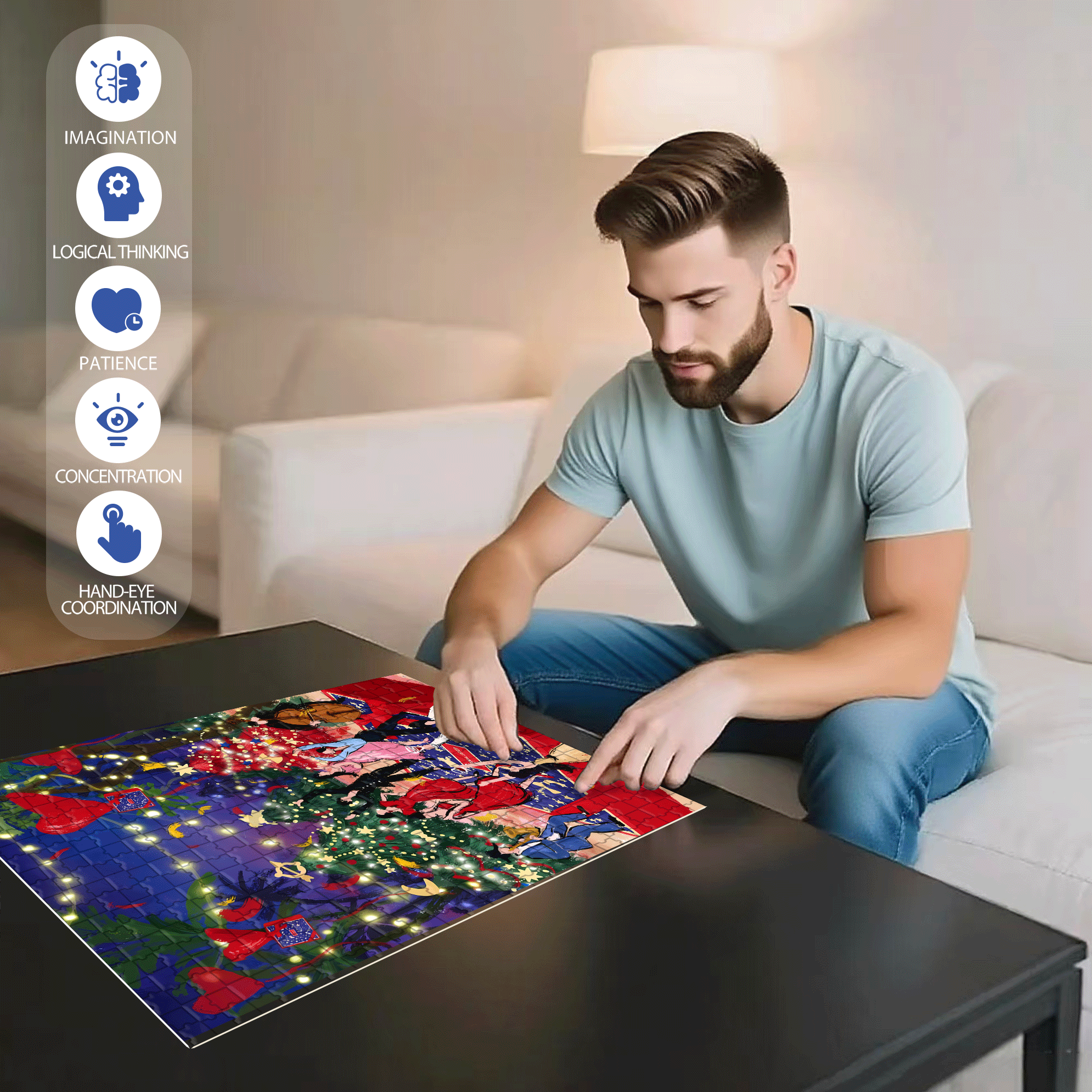 Christmas Carnival Party 500pcs/1000pcs Jigsaw Puzzle, Scratch-Resistant, Interactive Family Game & Brain-Boosting DIY Decor, Perfect for Halloween, Christmas & New Year Gifts, Family Puzzle Game