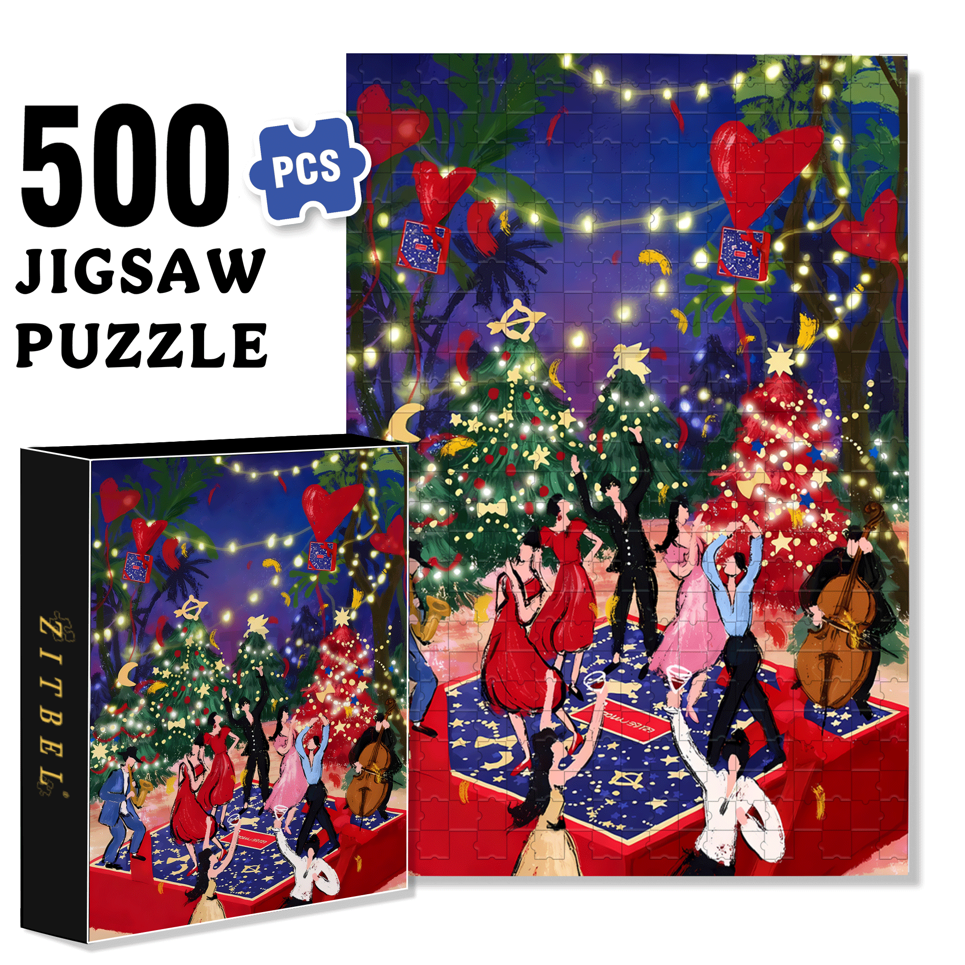 Christmas Carnival Party 500pcs/1000pcs Jigsaw Puzzle, Scratch-Resistant, Interactive Family Game & Brain-Boosting DIY Decor, Perfect for Halloween, Christmas & New Year Gifts, Family Puzzle Game