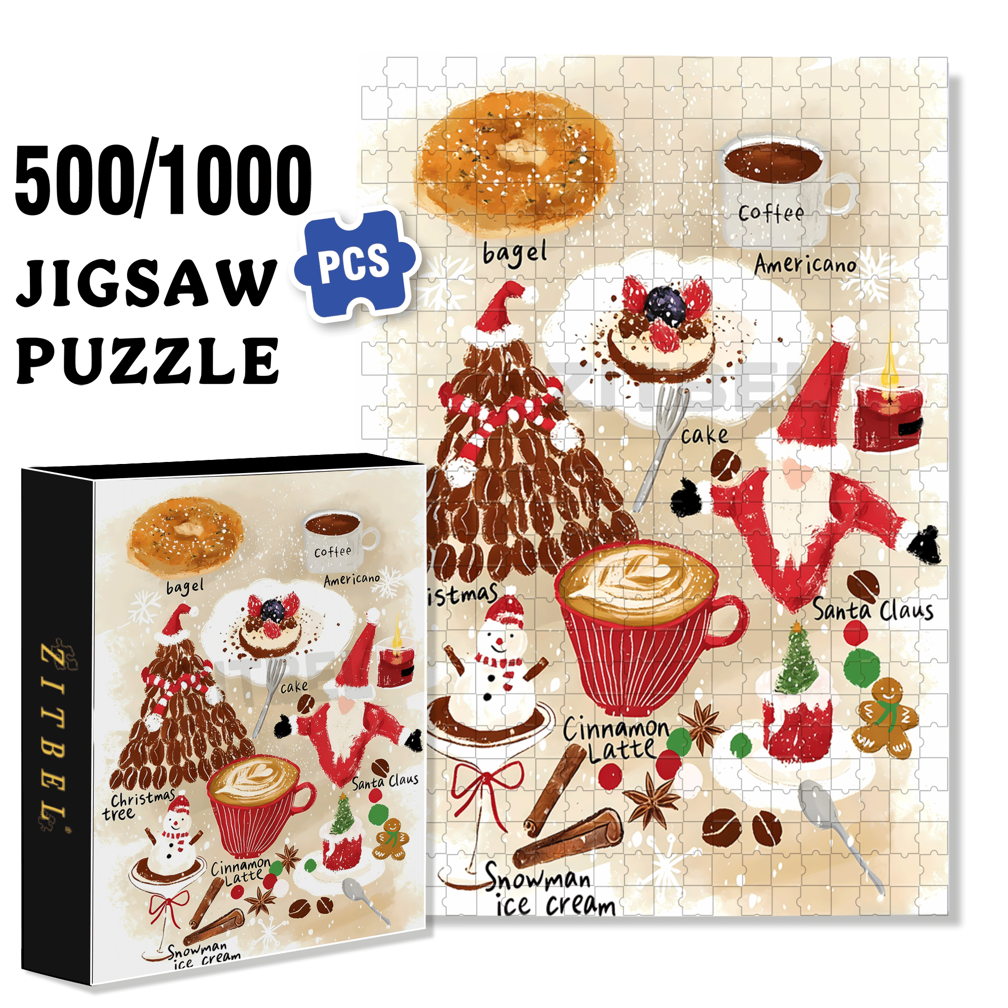 Christmas Month 500pcs/1000pcs Jigsaw Puzzle, Scratch-Resistant, Interactive Family Game & Brain-Boosting DIY Decor, Perfect for Halloween, Christmas & New Year Gifts, Family Puzzle Game