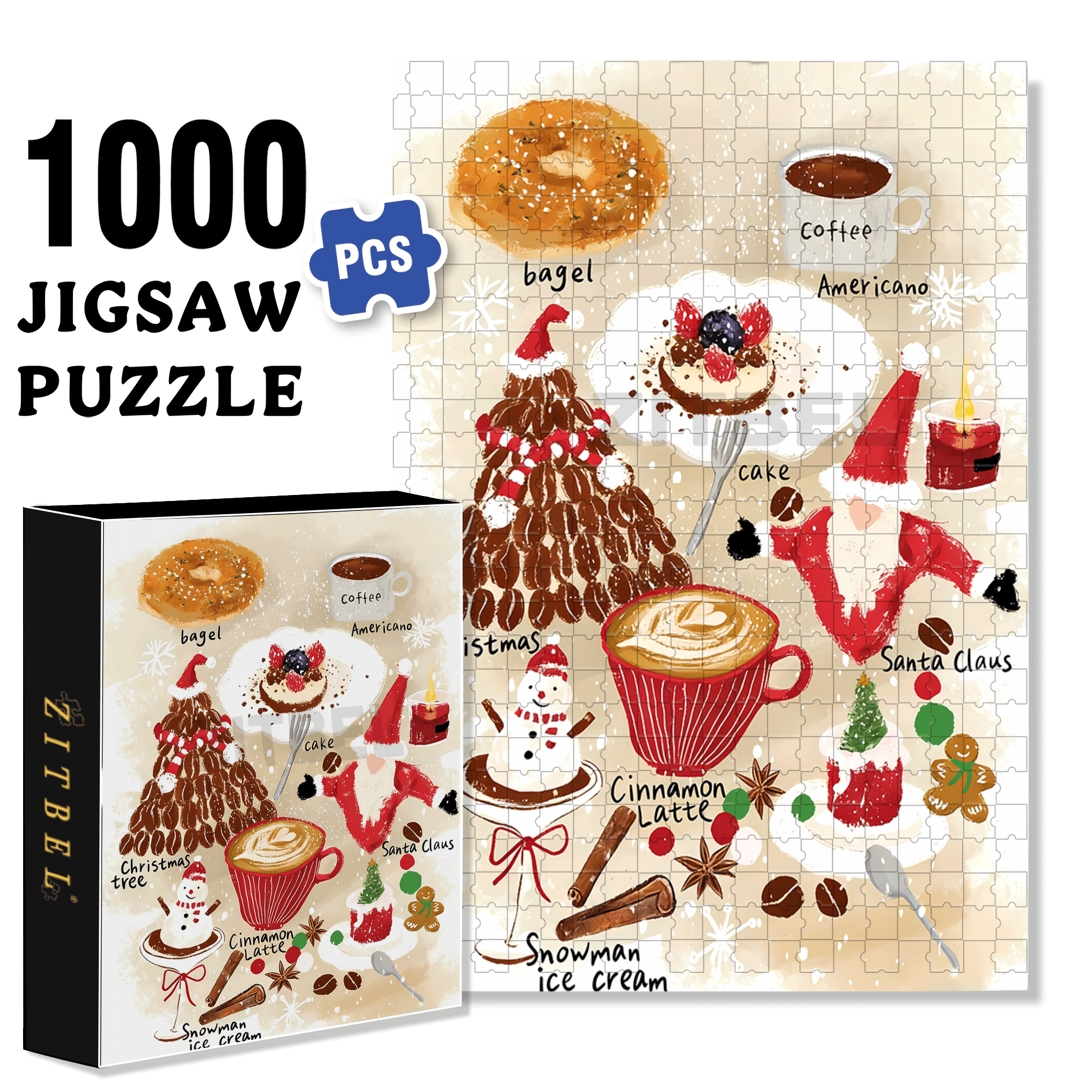 Christmas Month 500pcs/1000pcs Jigsaw Puzzle, Scratch-Resistant, Interactive Family Game & Brain-Boosting DIY Decor, Perfect for Halloween, Christmas & New Year Gifts, Family Puzzle Game