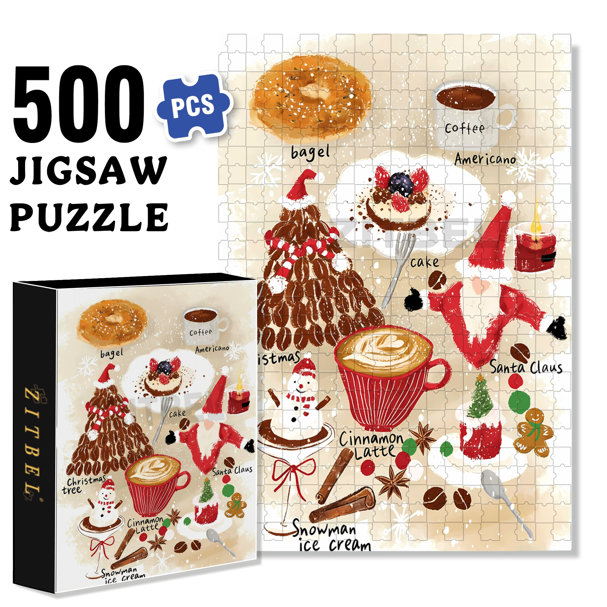 Christmas Month 500pcs/1000pcs Jigsaw Puzzle, Scratch-Resistant, Interactive Family Game & Brain-Boosting DIY Decor, Perfect for Halloween, Christmas & New Year Gifts, Family Puzzle Game