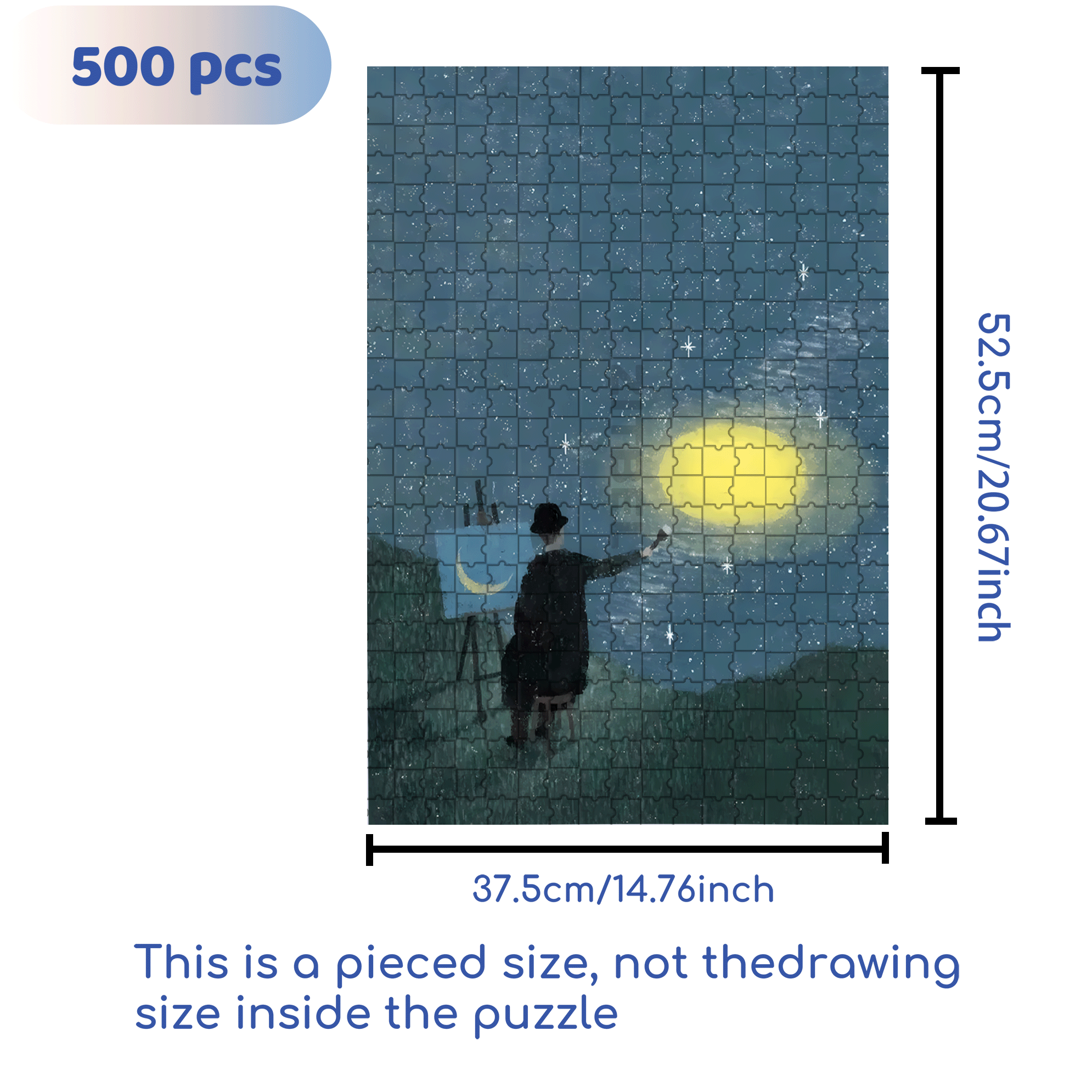 Draw A Moon 500pcs/1000pcs Jigsaw Puzzle, Scratch-Resistant, Interactive Family Game & Brain-Boosting DIY Decor, Perfect for Halloween, Christmas & New Year Gifts, Family Puzzle Game