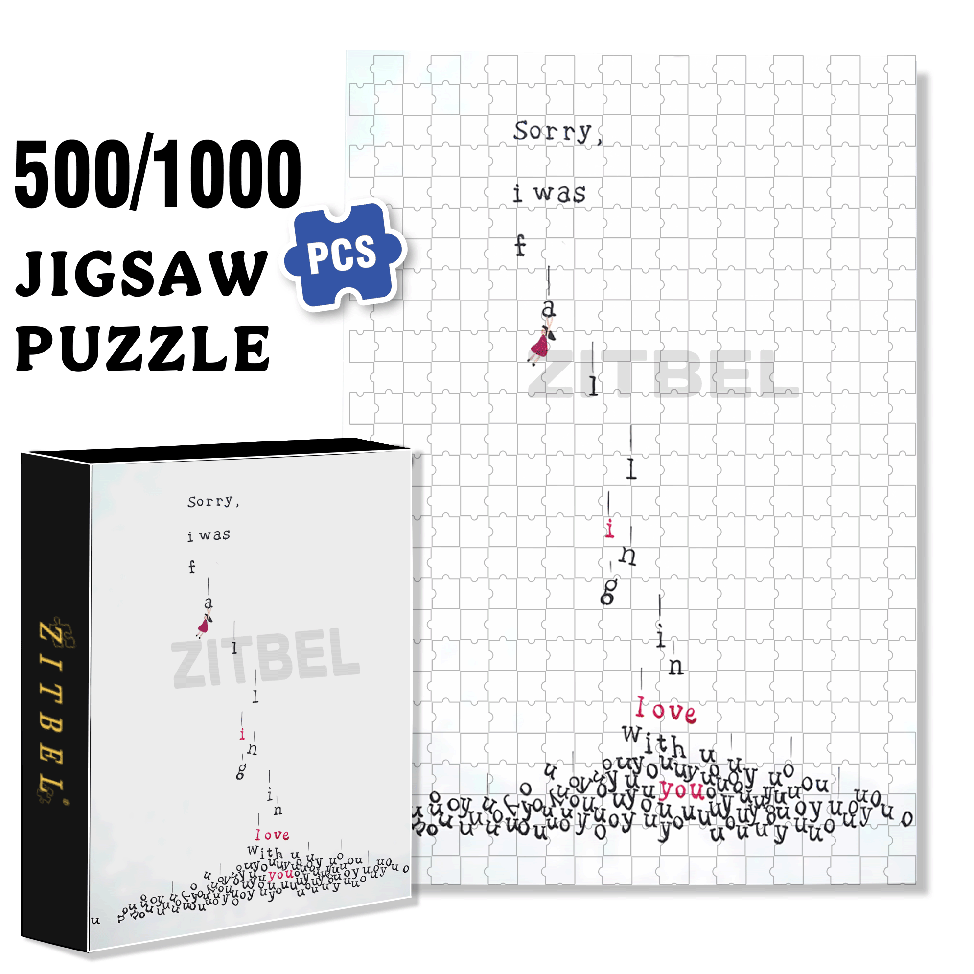 Fall In Love 500pcs/1000pcs Jigsaw Puzzle, Scratch-Resistant, Interactive Family Game & Brain-Boosting DIY Decor, Perfect for Halloween, Christmas & New Year Gifts, Family Puzzle Game