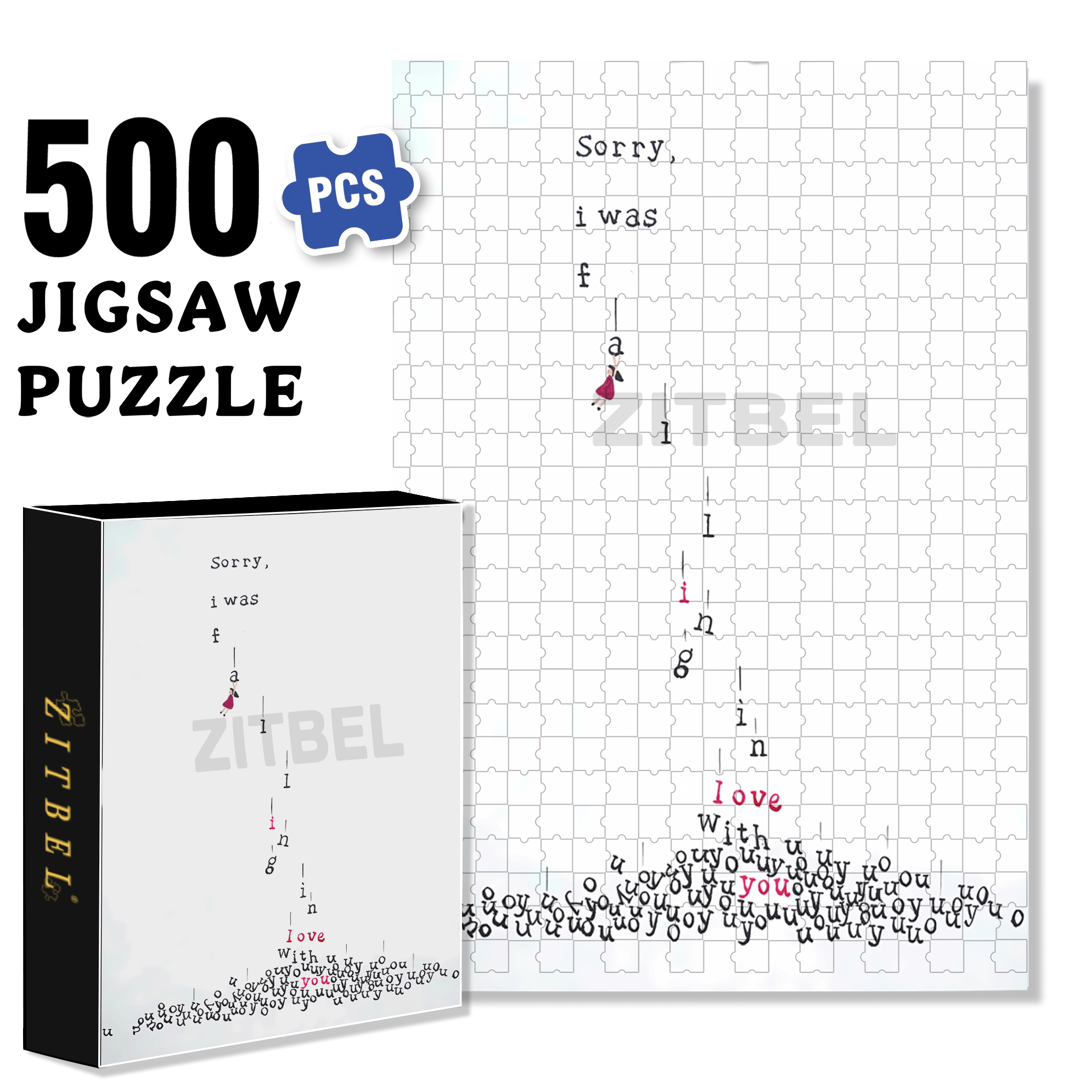 Fall In Love 500pcs/1000pcs Jigsaw Puzzle, Scratch-Resistant, Interactive Family Game & Brain-Boosting DIY Decor, Perfect for Halloween, Christmas & New Year Gifts, Family Puzzle Game