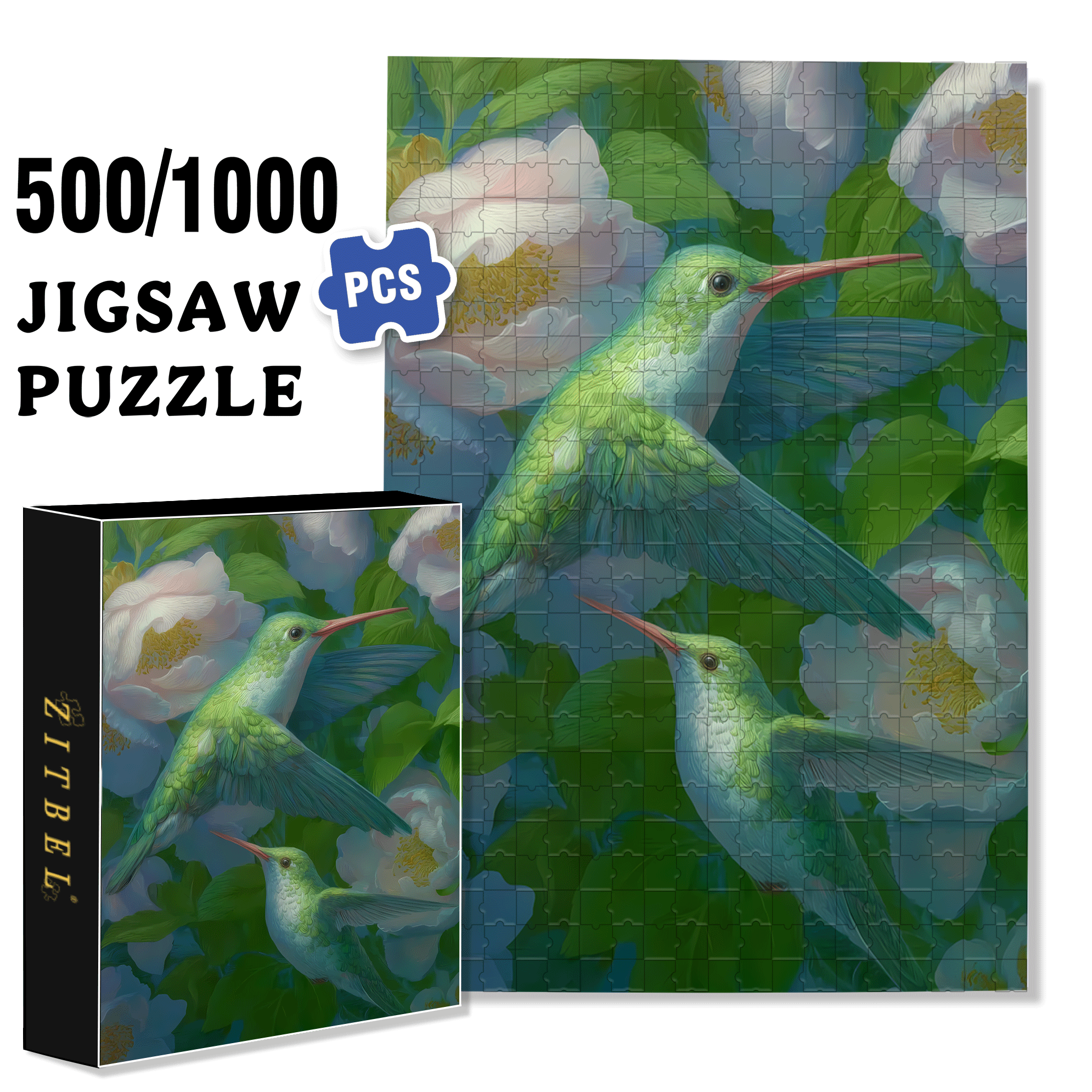 Gentle Green 500pcs/1000pcs Jigsaw Puzzle, Scratch-Resistant, Interactive Family Game & Brain-Boosting DIY Decor, Perfect for Halloween, Christmas & New Year Gifts, Family Puzzle Game
