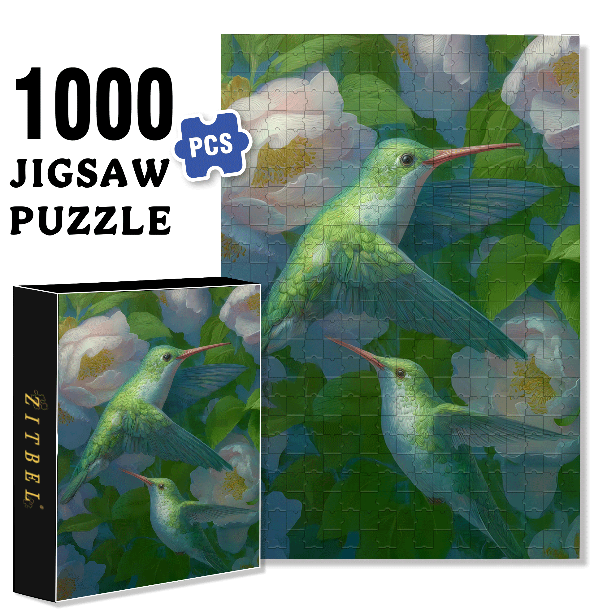 Gentle Green 500pcs/1000pcs Jigsaw Puzzle, Scratch-Resistant, Interactive Family Game & Brain-Boosting DIY Decor, Perfect for Halloween, Christmas & New Year Gifts, Family Puzzle Game