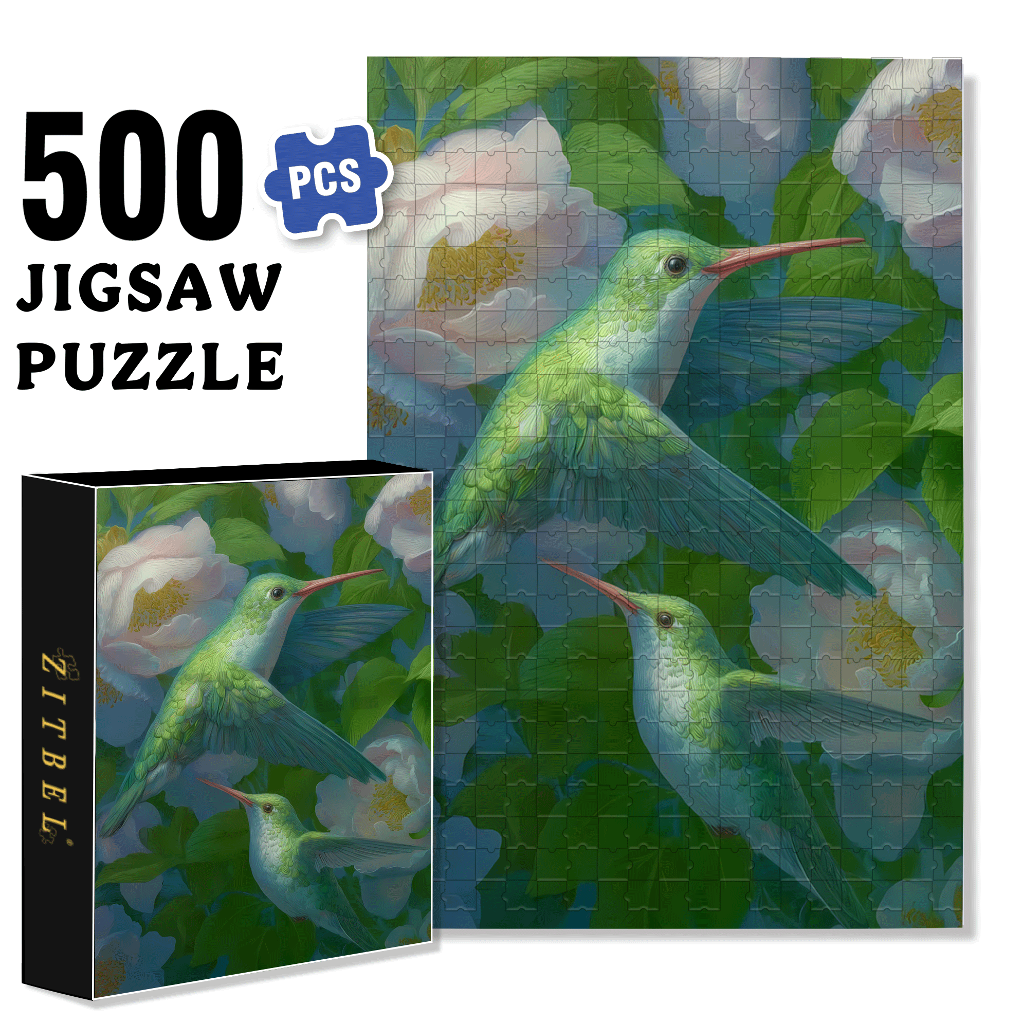 Gentle Green 500pcs/1000pcs Jigsaw Puzzle, Scratch-Resistant, Interactive Family Game & Brain-Boosting DIY Decor, Perfect for Halloween, Christmas & New Year Gifts, Family Puzzle Game