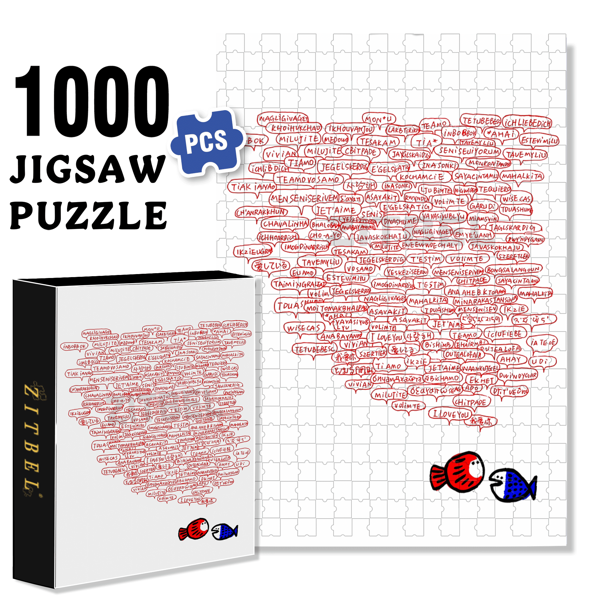 I Love You All Over The World 500pcs/1000pcs Jigsaw Puzzle, Scratch-Resistant, Interactive Family Game & Brain-Boosting DIY Decor, Perfect for Halloween, Christmas & New Year Gifts, Family Puzzle Game