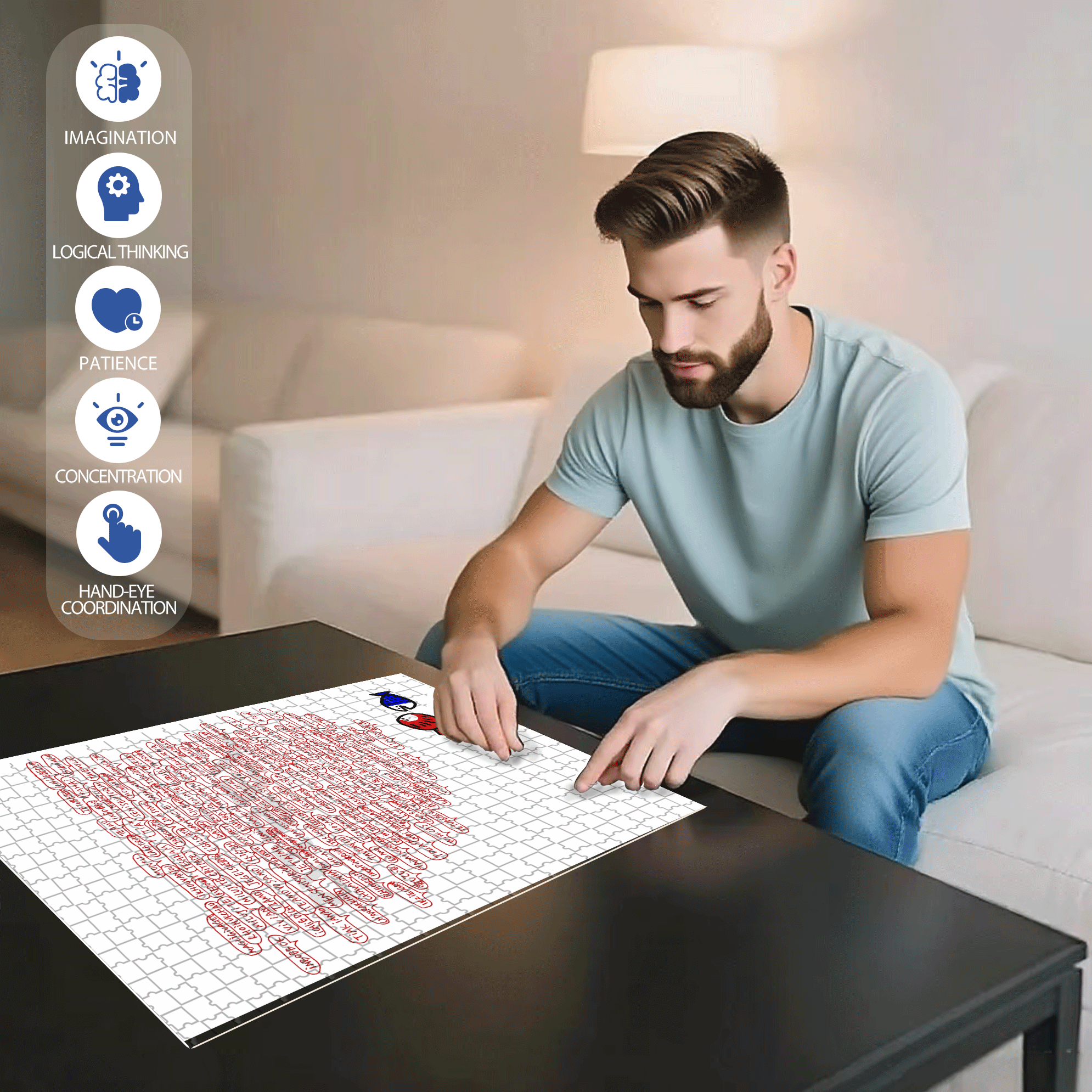 I Love You All Over The World 500pcs/1000pcs Jigsaw Puzzle, Scratch-Resistant, Interactive Family Game & Brain-Boosting DIY Decor, Perfect for Halloween, Christmas & New Year Gifts, Family Puzzle Game