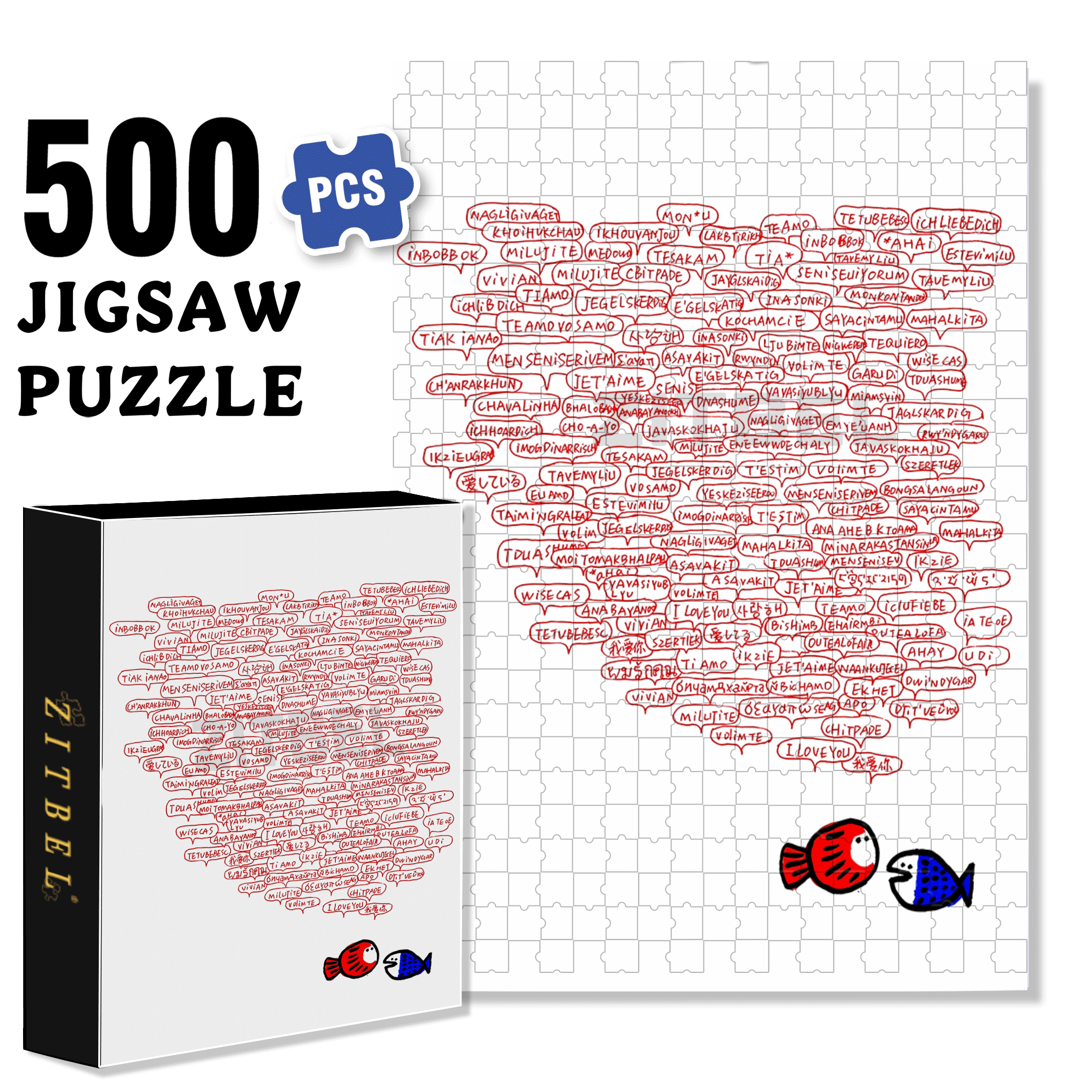 I Love You All Over The World 500pcs/1000pcs Jigsaw Puzzle, Scratch-Resistant, Interactive Family Game & Brain-Boosting DIY Decor, Perfect for Halloween, Christmas & New Year Gifts, Family Puzzle Game