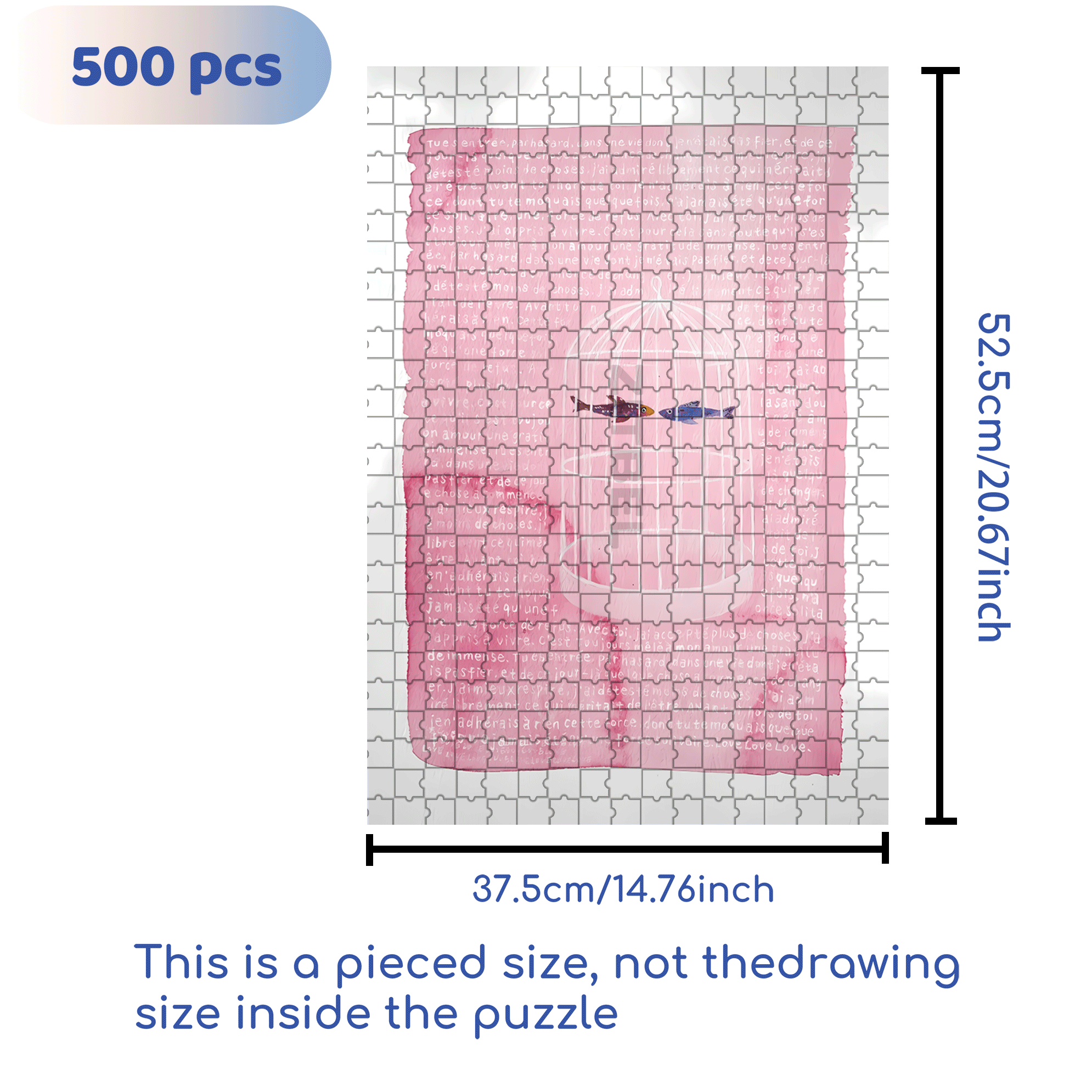 Kissing Gourami 500pcs/1000pcs Jigsaw Puzzle, Scratch-Resistant, Interactive Family Game & Brain-Boosting DIY Decor, Perfect for Halloween, Christmas & New Year Gifts, Family Puzzle Game
