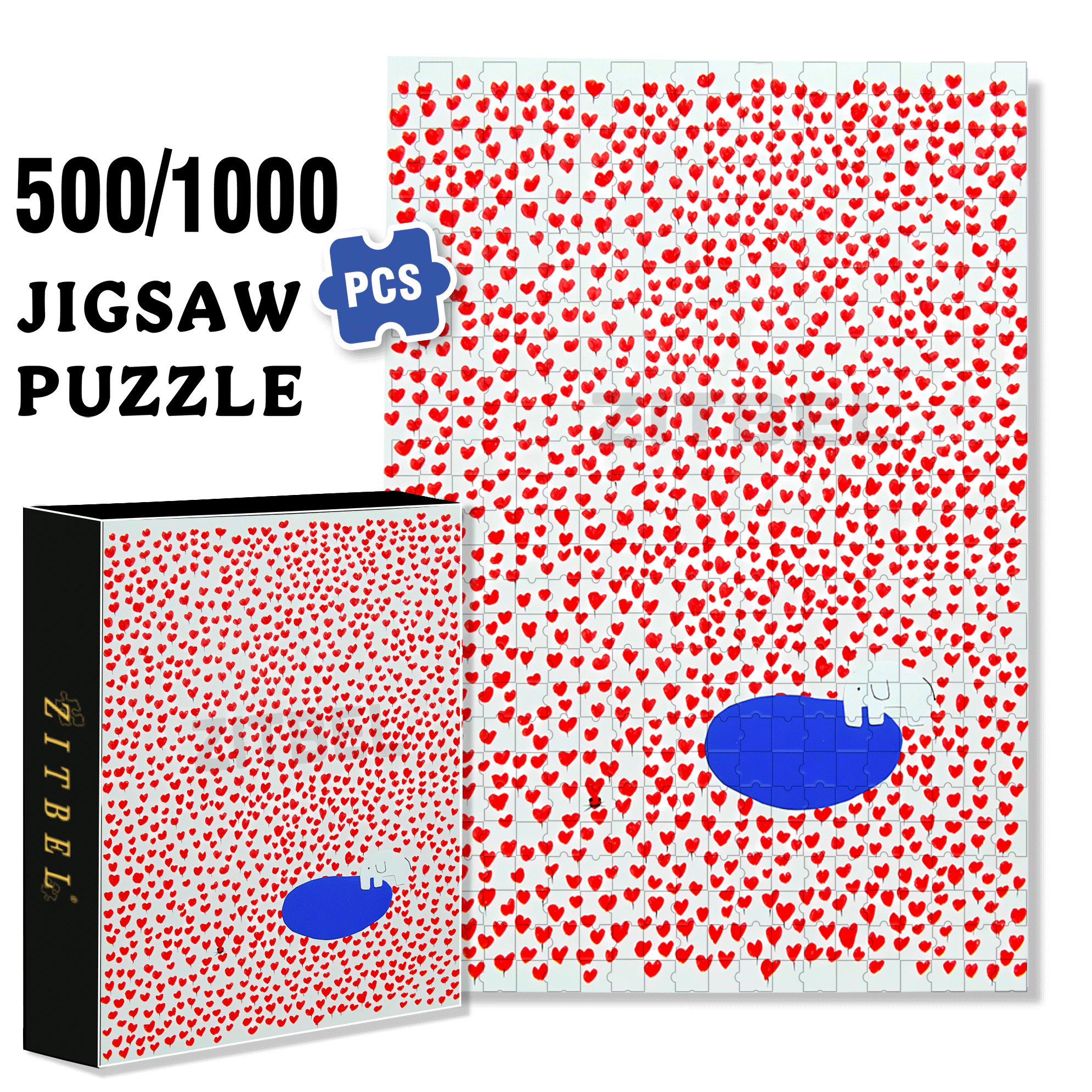 Little Rabbit's Love 500pcs/1000pcs Jigsaw Puzzle, Scratch-Resistant, Interactive Family Game & Brain-Boosting DIY Decor, Perfect for Halloween, Christmas & New Year Gifts, Family Puzzle Game