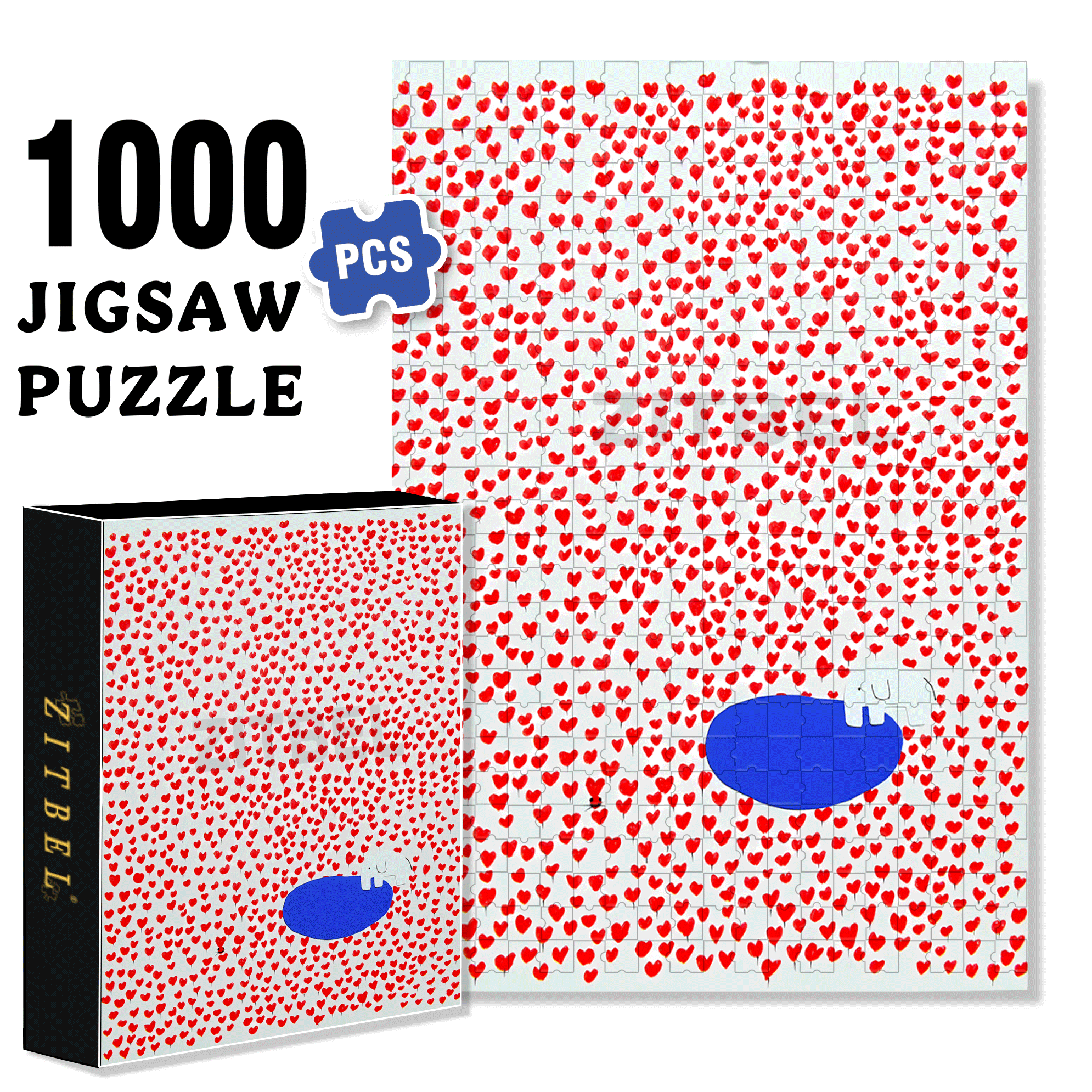 Little Rabbit's Love 500pcs/1000pcs Jigsaw Puzzle, Scratch-Resistant, Interactive Family Game & Brain-Boosting DIY Decor, Perfect for Halloween, Christmas & New Year Gifts, Family Puzzle Game
