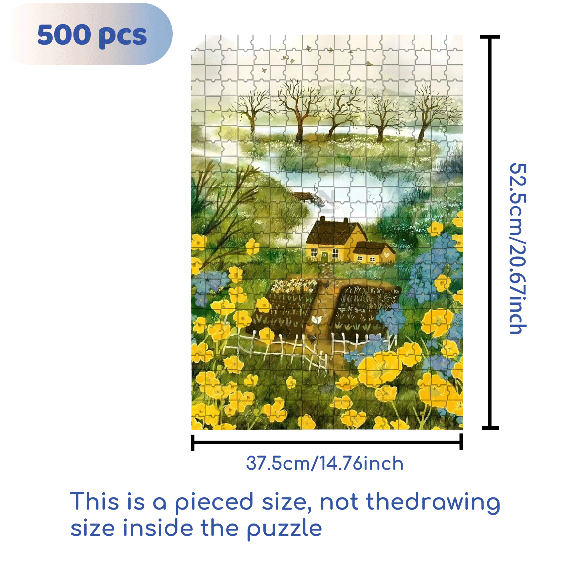 Little Yellow Flowers In Memory 500pcs/1000pcs Jigsaw Puzzle, Scratch-Resistant, Interactive Family Game & Brain-Boosting DIY Decor, Perfect for Halloween, Christmas & New Year Gifts, Family Puzzle Game