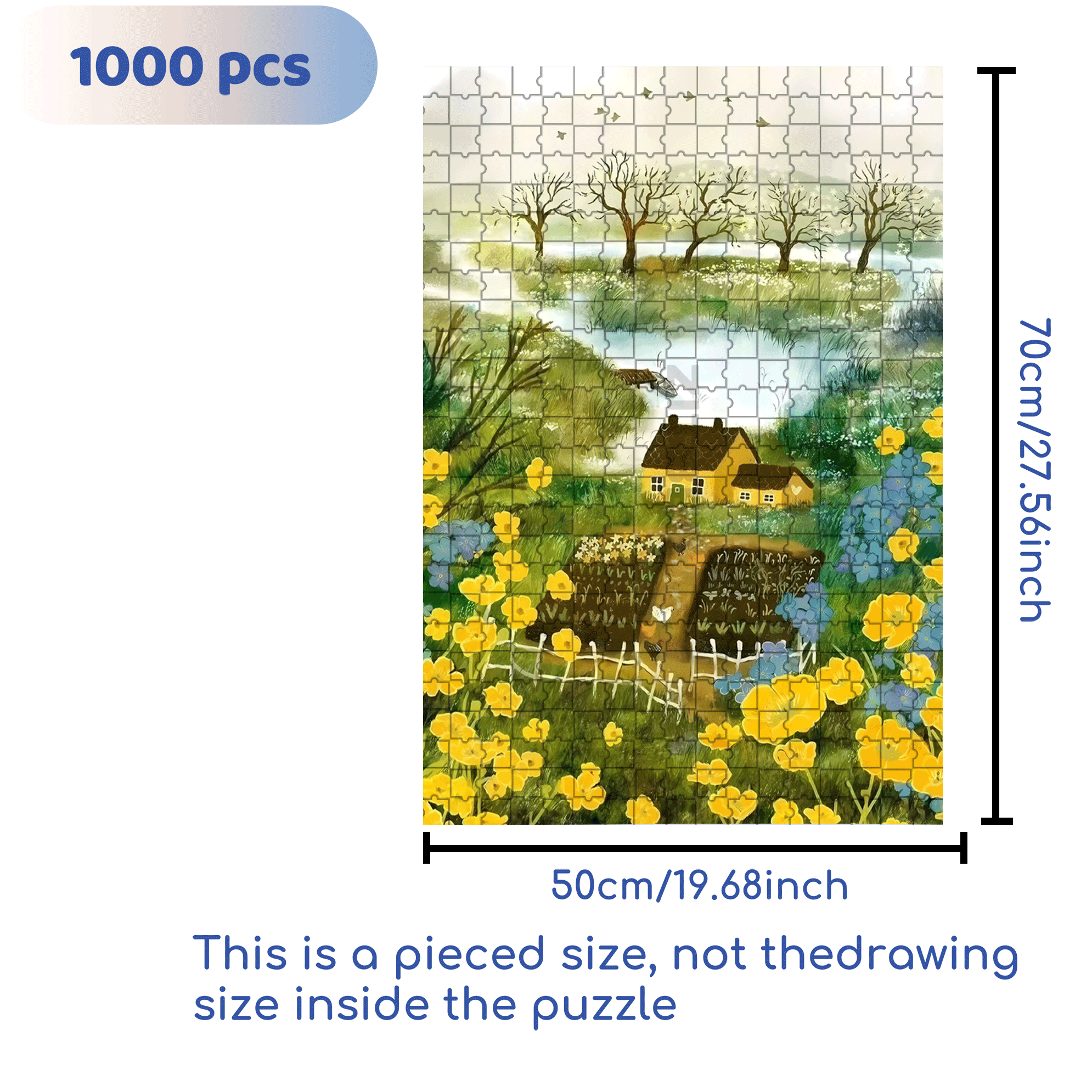 Little Yellow Flowers In Memory 500pcs/1000pcs Jigsaw Puzzle, Scratch-Resistant, Interactive Family Game & Brain-Boosting DIY Decor, Perfect for Halloween, Christmas & New Year Gifts, Family Puzzle Game
