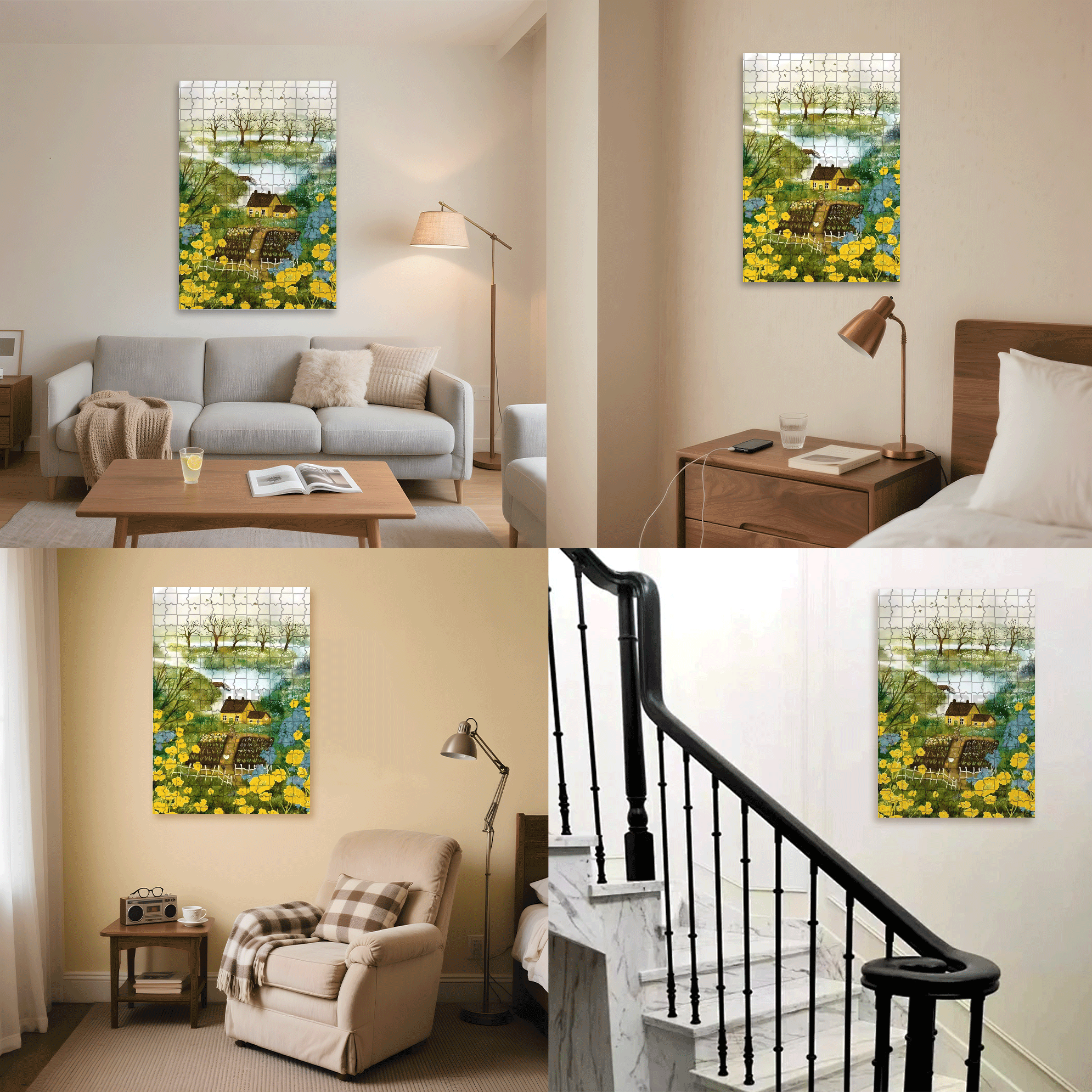 Little Yellow Flowers In Memory 500pcs/1000pcs Jigsaw Puzzle, Scratch-Resistant, Interactive Family Game & Brain-Boosting DIY Decor, Perfect for Halloween, Christmas & New Year Gifts, Family Puzzle Game