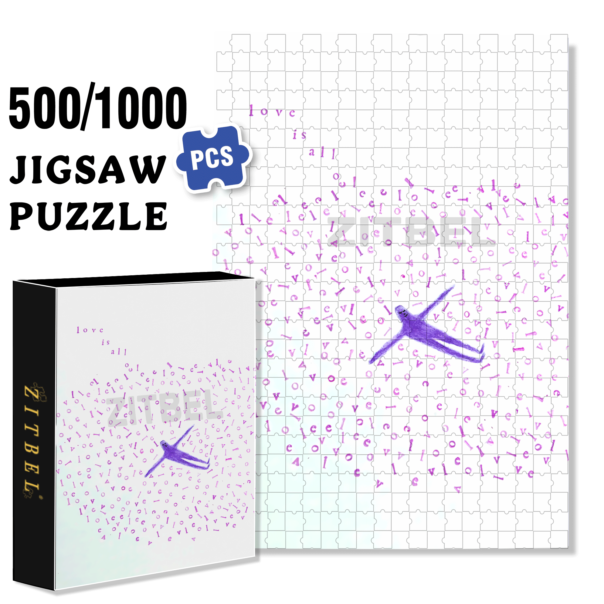 Love Is Everything. 500pcs/1000pcs Jigsaw Puzzle, Scratch-Resistant, Interactive Family Game & Brain-Boosting DIY Decor, Perfect for Halloween, Christmas & New Year Gifts, Family Puzzle Game