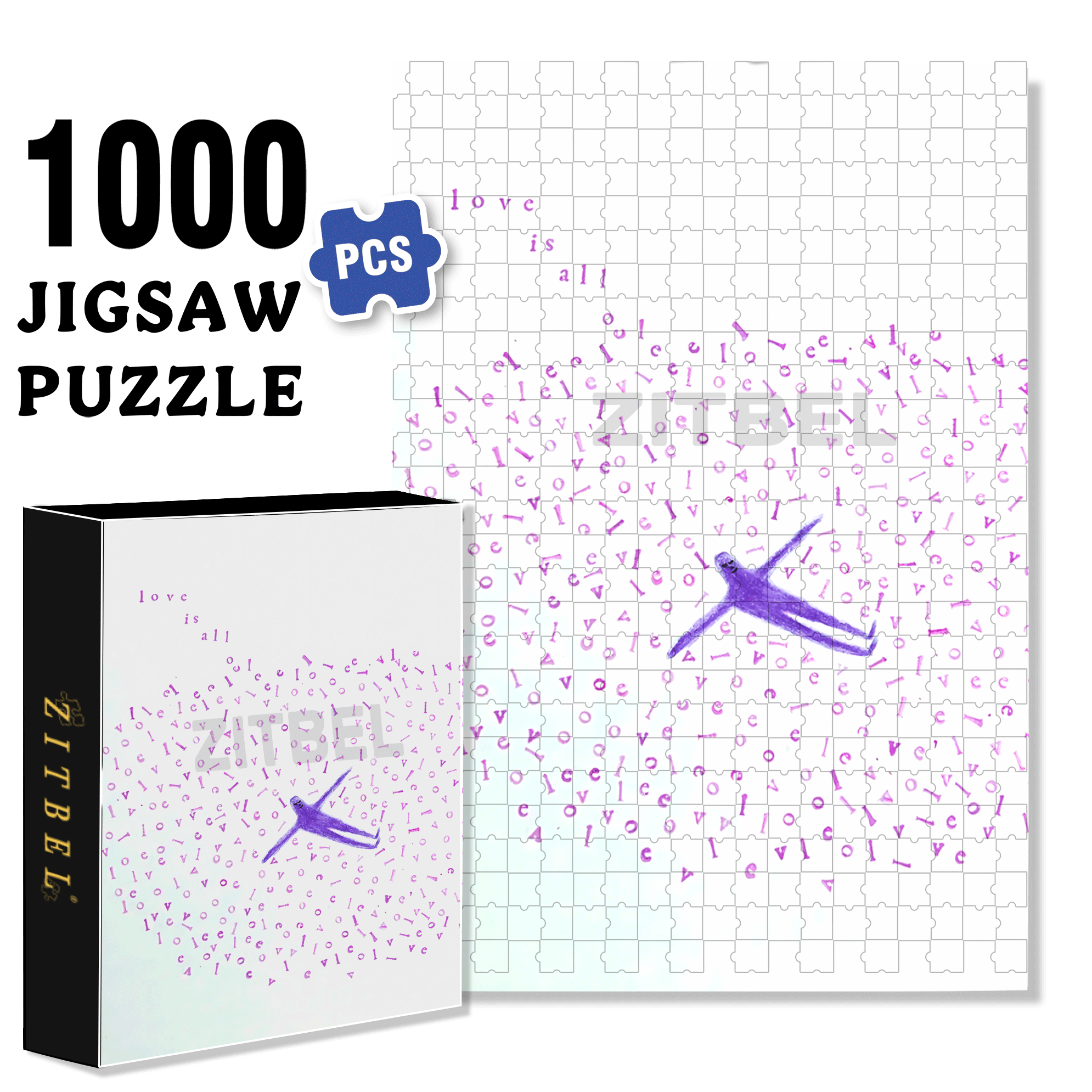Love Is Everything. 500pcs/1000pcs Jigsaw Puzzle, Scratch-Resistant, Interactive Family Game & Brain-Boosting DIY Decor, Perfect for Halloween, Christmas & New Year Gifts, Family Puzzle Game