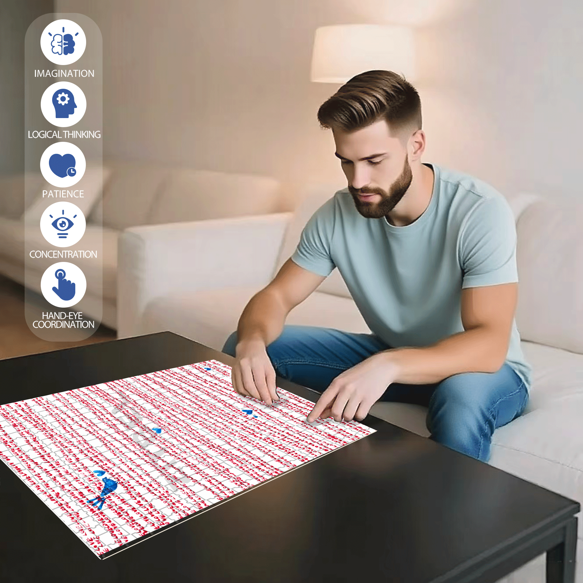 Love Is Fluid 500pcs/1000pcs Jigsaw Puzzle, Scratch-Resistant, Interactive Family Game & Brain-Boosting DIY Decor, Perfect for Halloween, Christmas & New Year Gifts, Family Puzzle Game