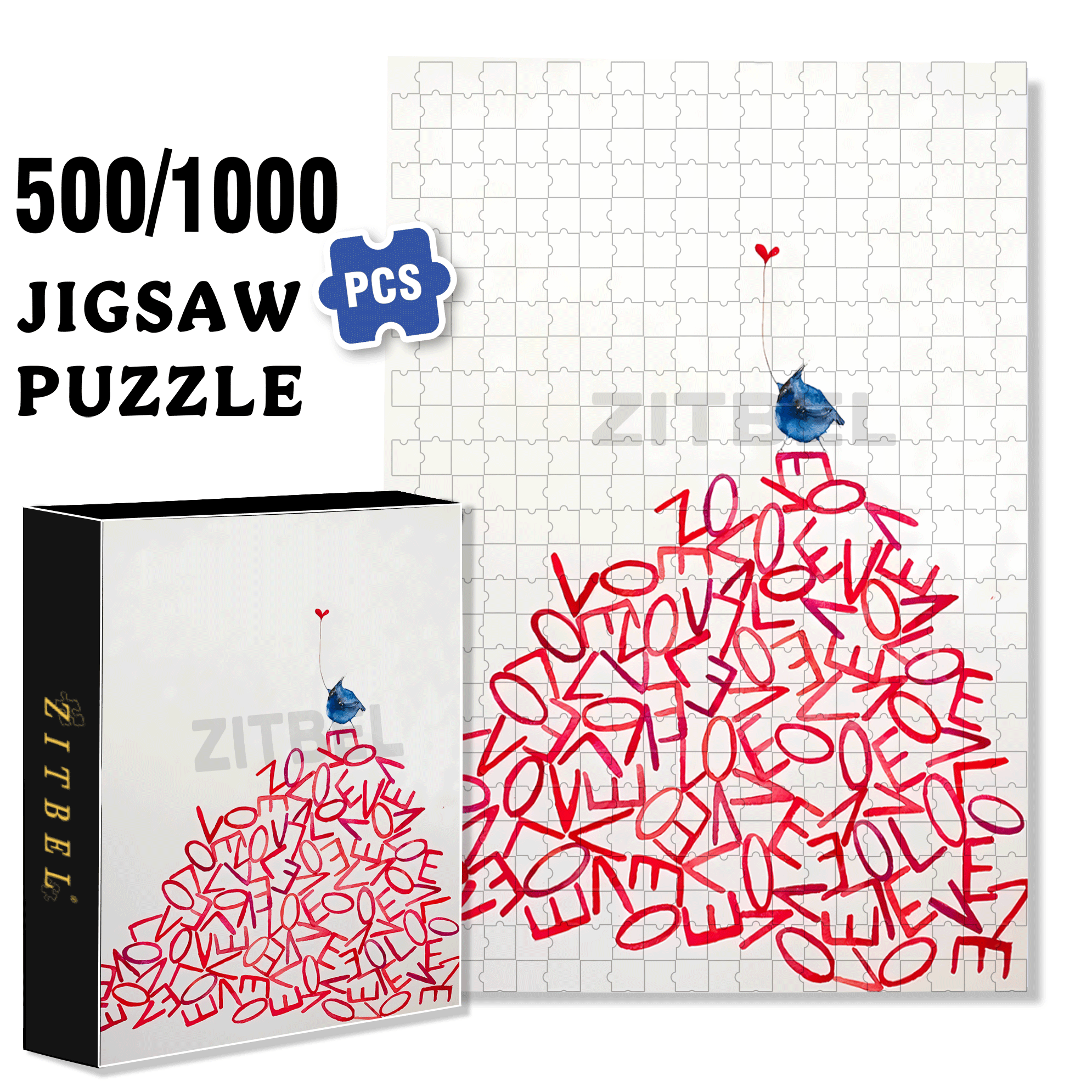 Love Is Pink 500pcs/1000pcs Jigsaw Puzzle, Scratch-Resistant, Interactive Family Game & Brain-Boosting DIY Decor, Perfect for Halloween, Christmas & New Year Gifts, Family Puzzle Game