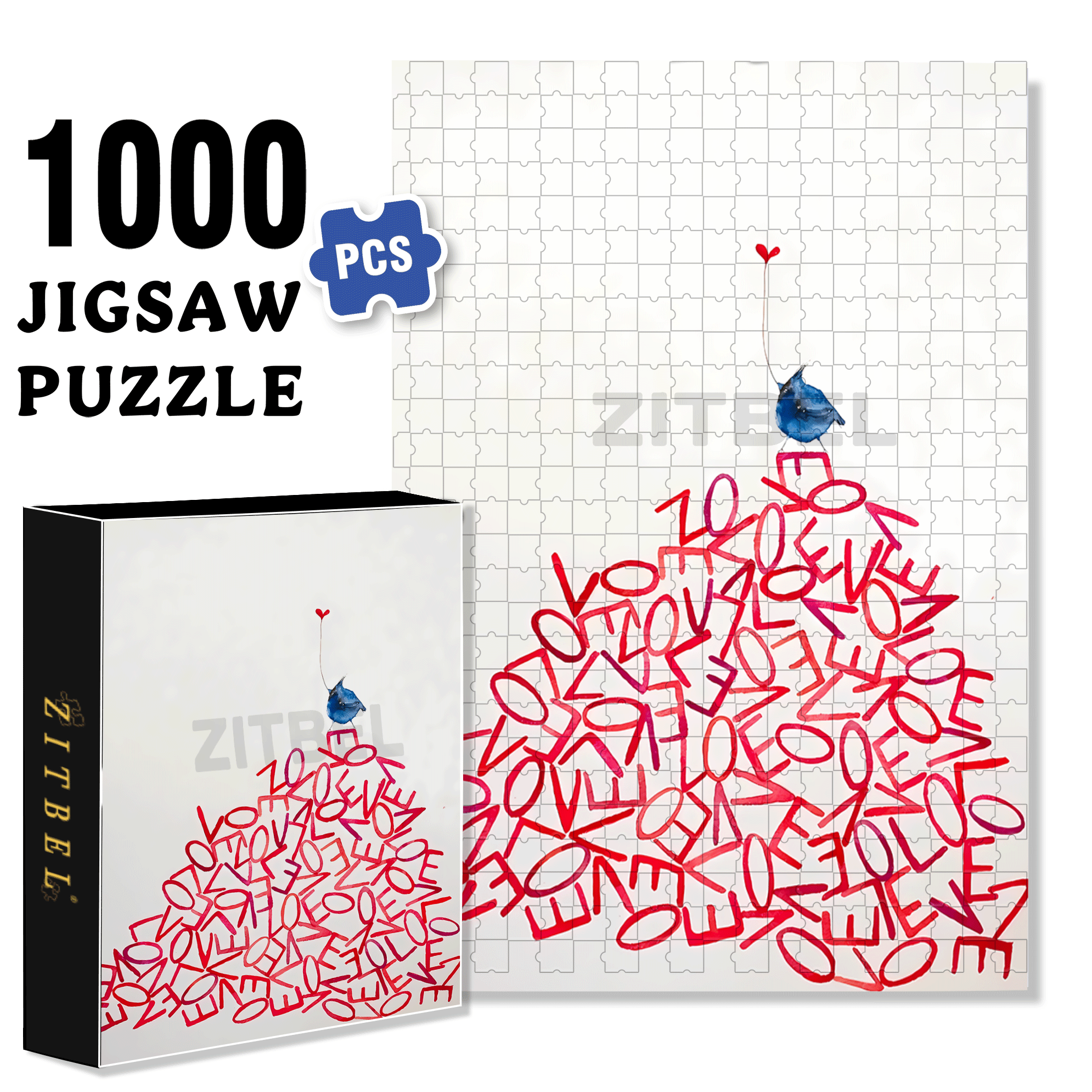 Love Is Pink 500pcs/1000pcs Jigsaw Puzzle, Scratch-Resistant, Interactive Family Game & Brain-Boosting DIY Decor, Perfect for Halloween, Christmas & New Year Gifts, Family Puzzle Game