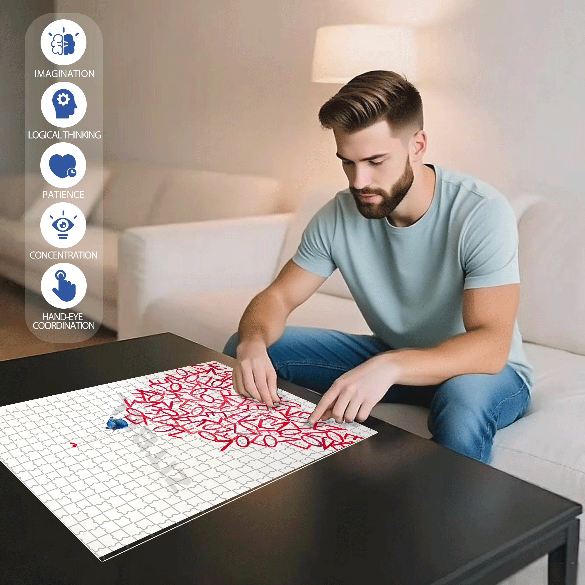Love Is Pink 500pcs/1000pcs Jigsaw Puzzle, Scratch-Resistant, Interactive Family Game & Brain-Boosting DIY Decor, Perfect for Halloween, Christmas & New Year Gifts, Family Puzzle Game