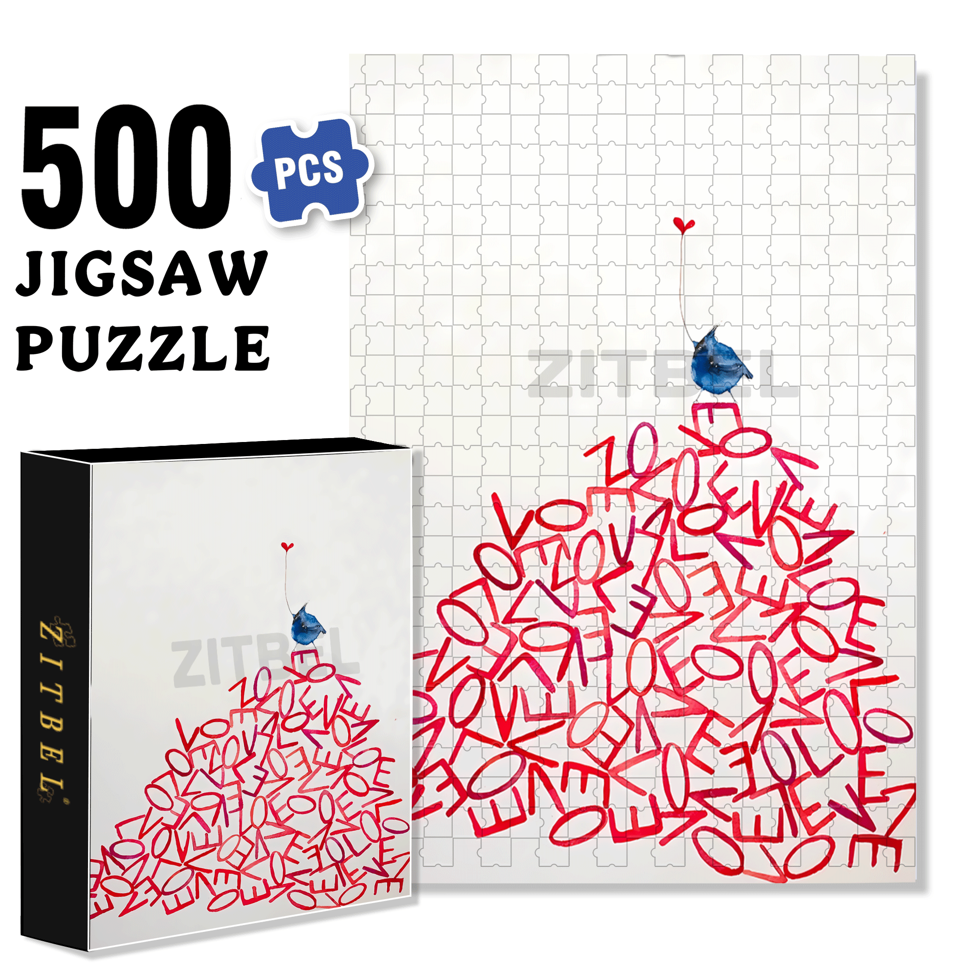 Love Is Pink 500pcs/1000pcs Jigsaw Puzzle, Scratch-Resistant, Interactive Family Game & Brain-Boosting DIY Decor, Perfect for Halloween, Christmas & New Year Gifts, Family Puzzle Game