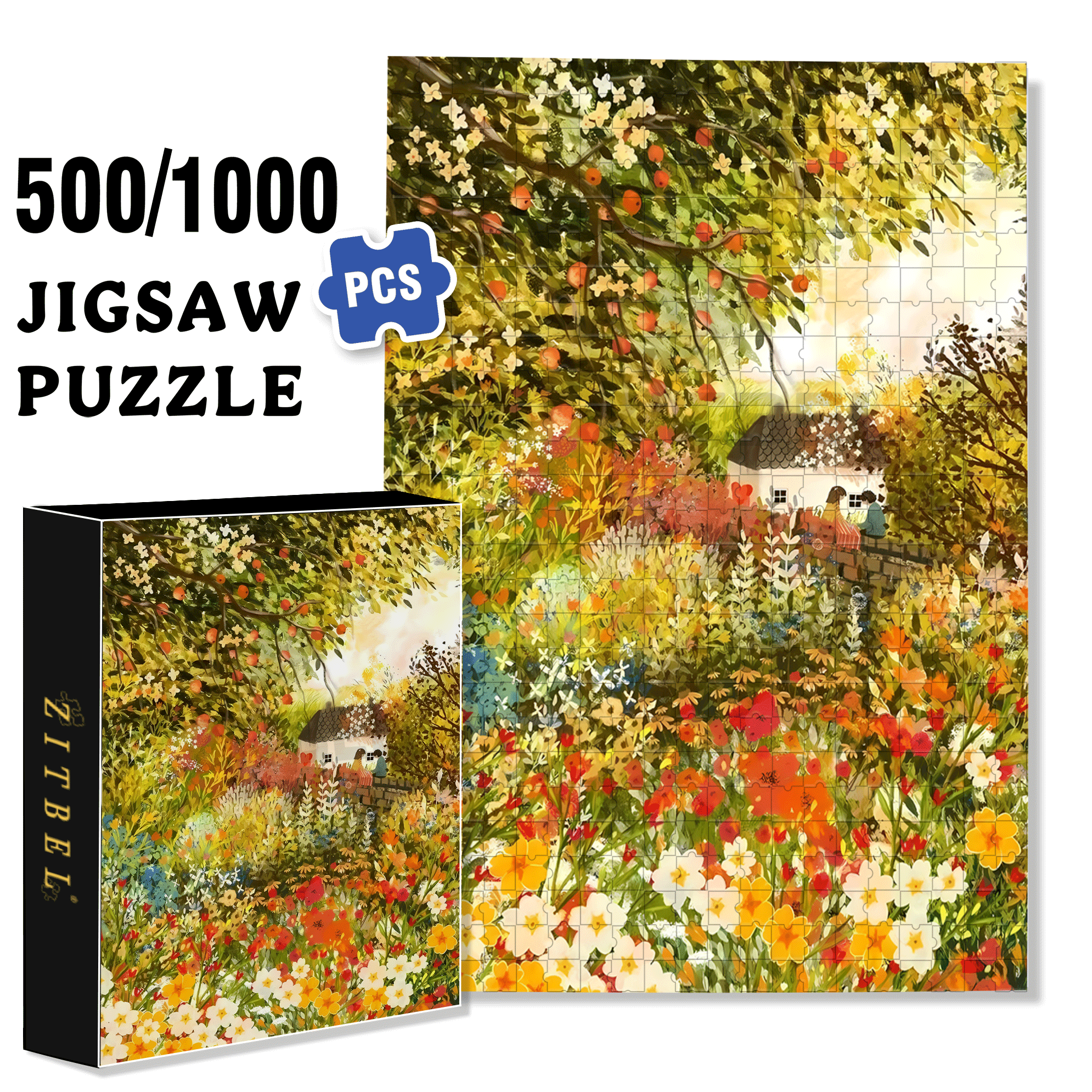 Love on the Wall 500pcs/1000pcs Jigsaw Puzzle, Scratch-Resistant, Interactive Family Game & Brain-Boosting DIY Decor, Perfect for Halloween, Christmas & New Year Gifts, Family Puzzle Game