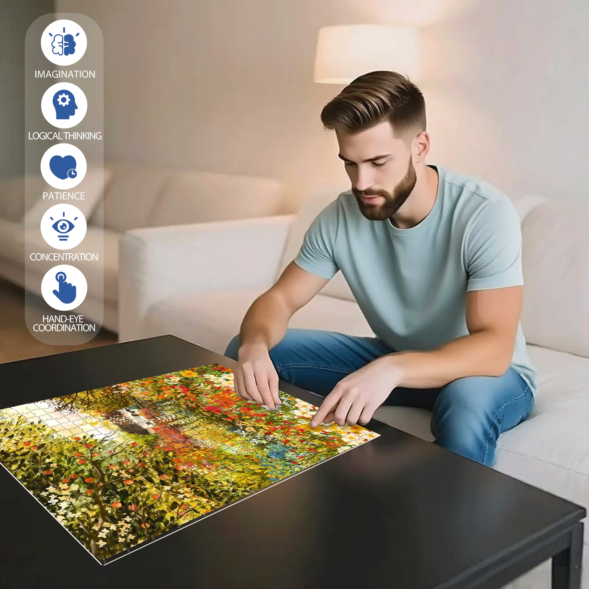 Love on the Wall 500pcs/1000pcs Jigsaw Puzzle, Scratch-Resistant, Interactive Family Game & Brain-Boosting DIY Decor, Perfect for Halloween, Christmas & New Year Gifts, Family Puzzle Game