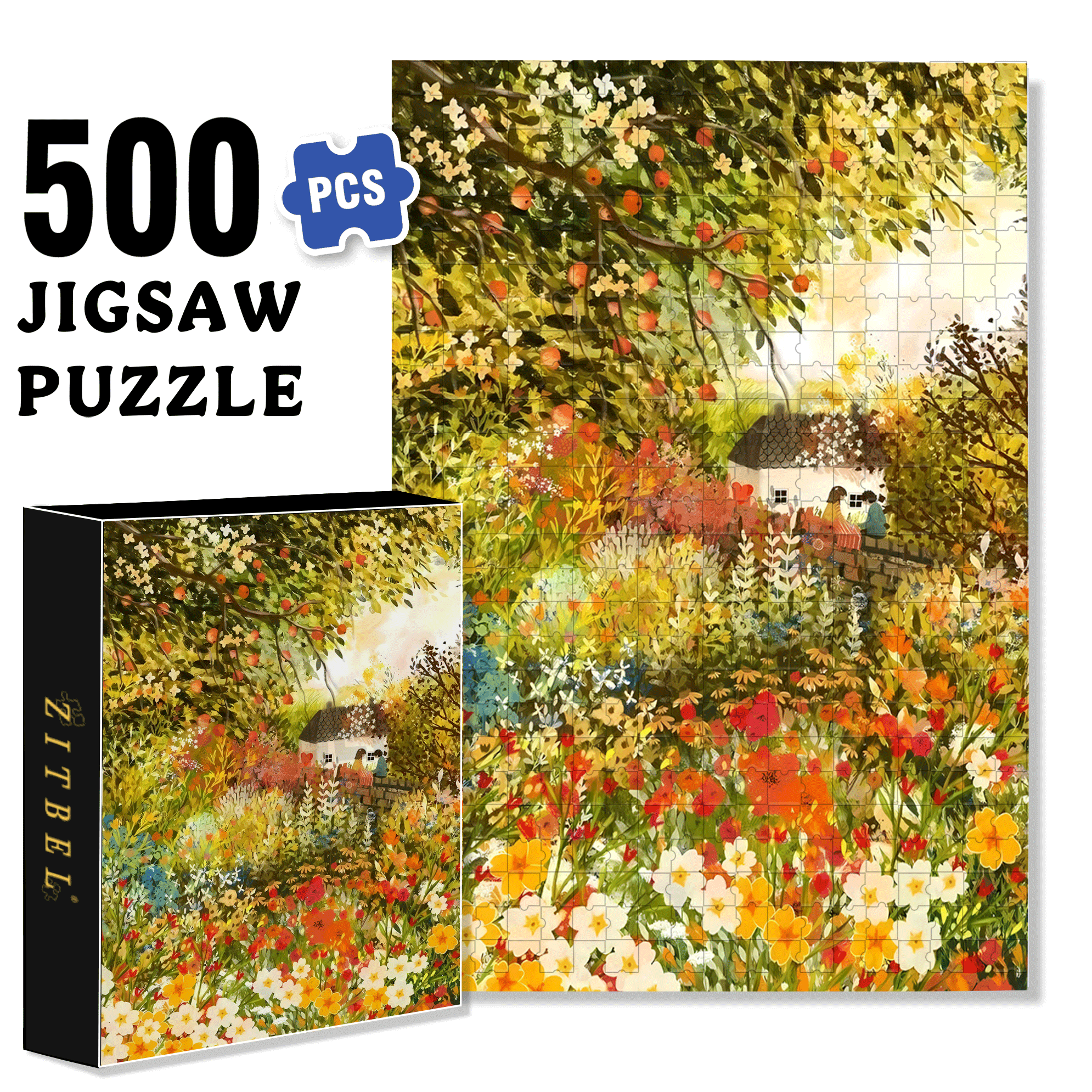Love on the Wall 500pcs/1000pcs Jigsaw Puzzle, Scratch-Resistant, Interactive Family Game & Brain-Boosting DIY Decor, Perfect for Halloween, Christmas & New Year Gifts, Family Puzzle Game