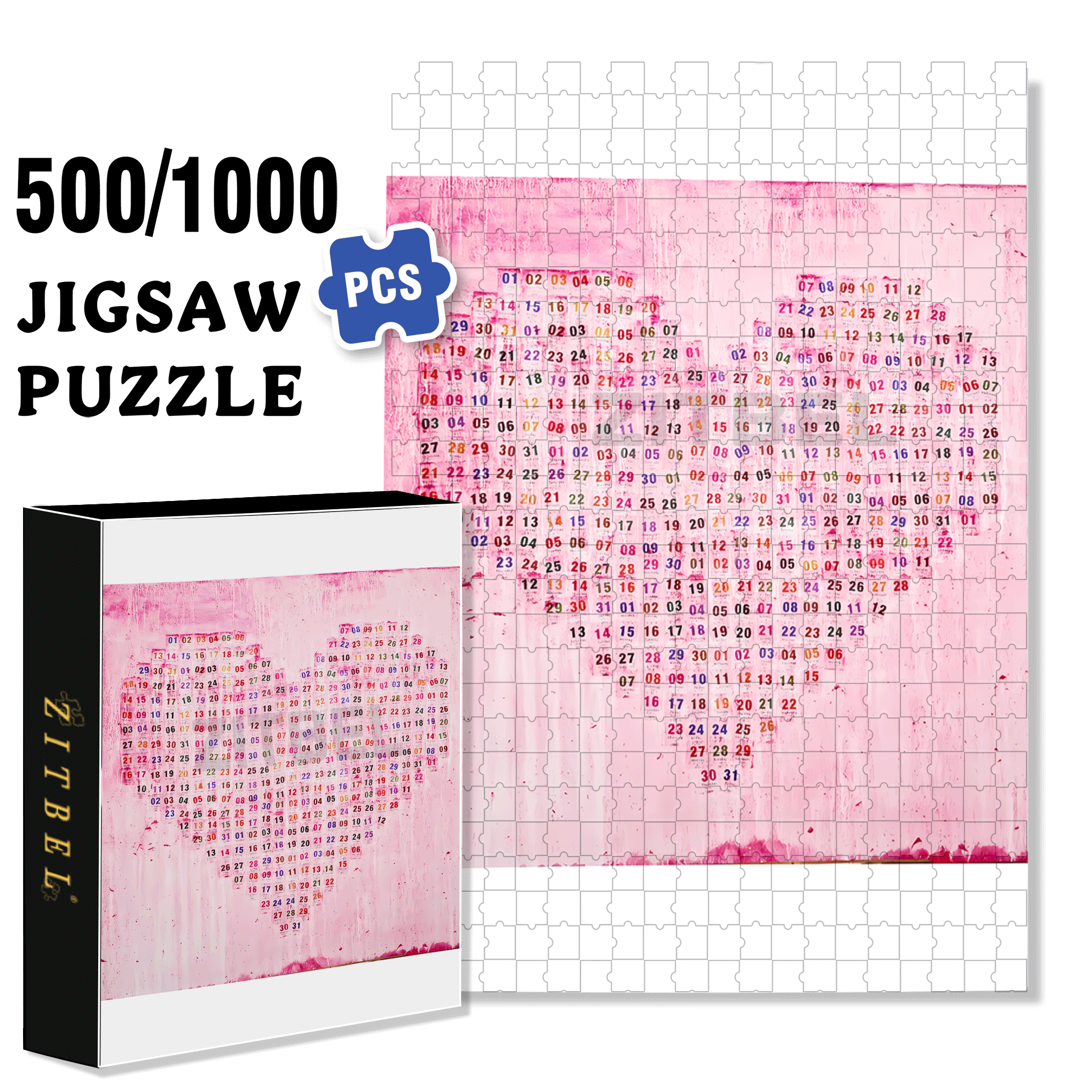 Love You 365 Days 500pcs/1000pcs Jigsaw Puzzle, Scratch-Resistant, Interactive Family Game & Brain-Boosting DIY Decor, Perfect for Halloween, Christmas & New Year Gifts, Family Puzzle Game
