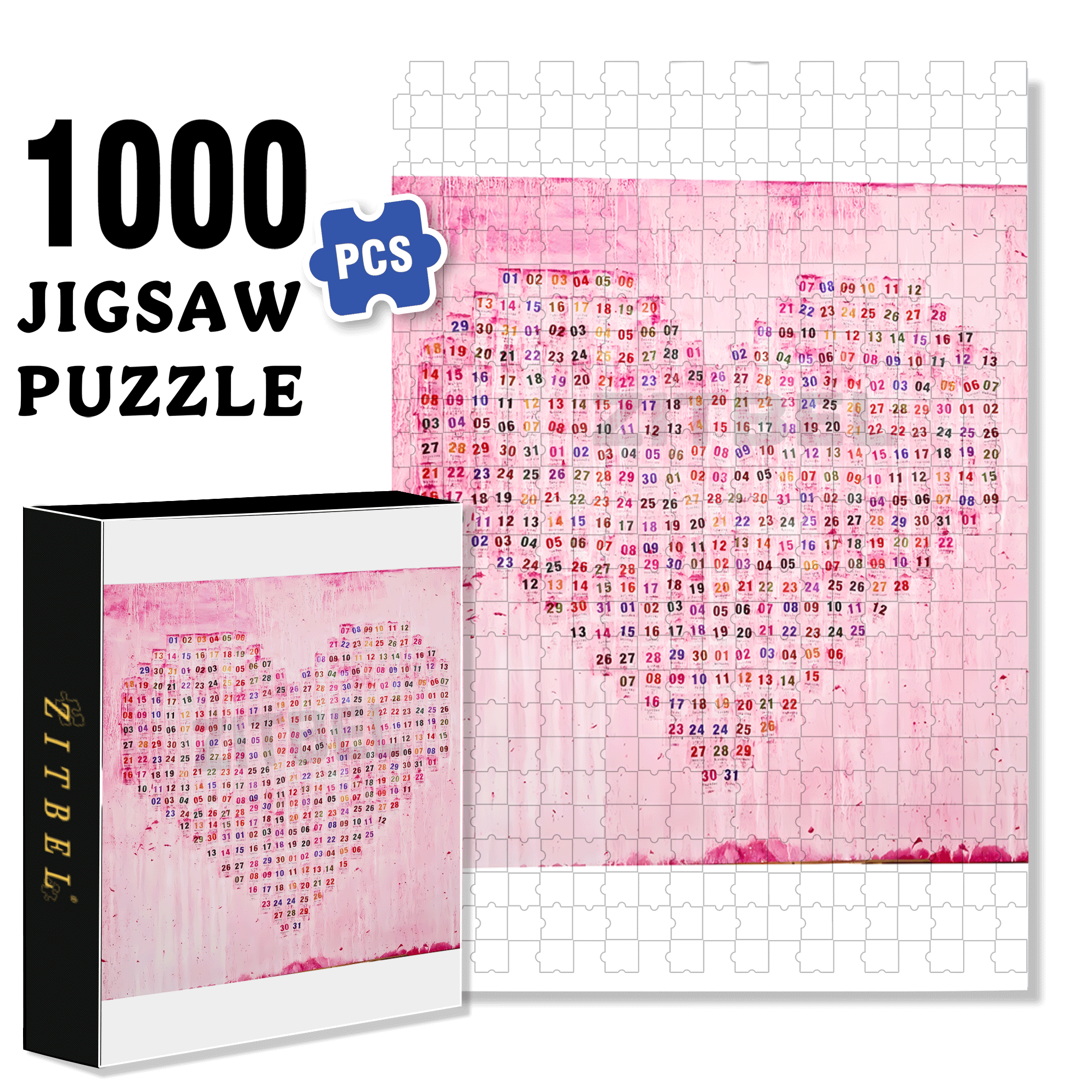 Love You 365 Days 500pcs/1000pcs Jigsaw Puzzle, Scratch-Resistant, Interactive Family Game & Brain-Boosting DIY Decor, Perfect for Halloween, Christmas & New Year Gifts, Family Puzzle Game