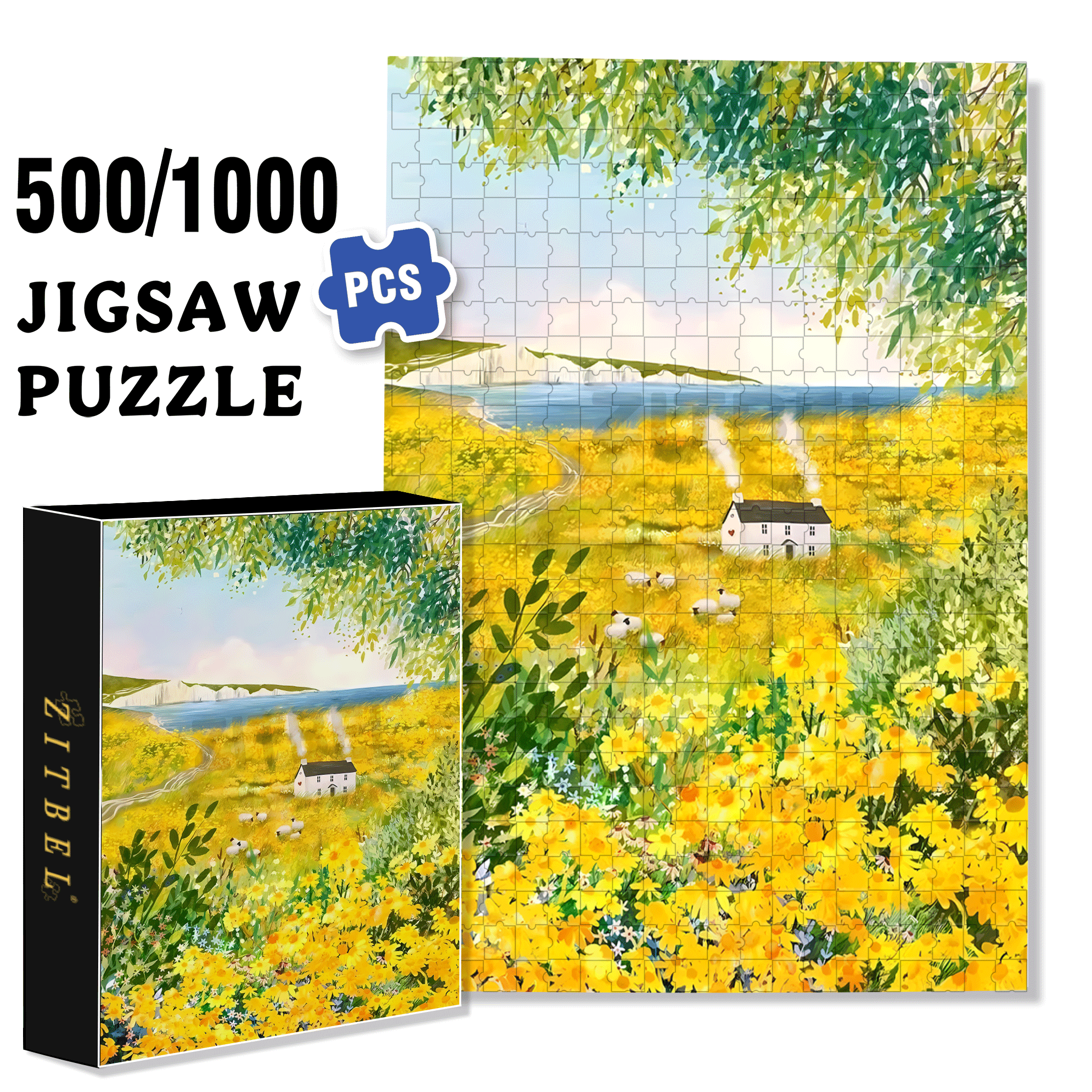 Lovely Home 500pcs/1000pcs Jigsaw Puzzle, Scratch-Resistant, Interactive Family Game & Brain-Boosting DIY Decor, Perfect for Halloween, Christmas & New Year Gifts, Family Puzzle Game