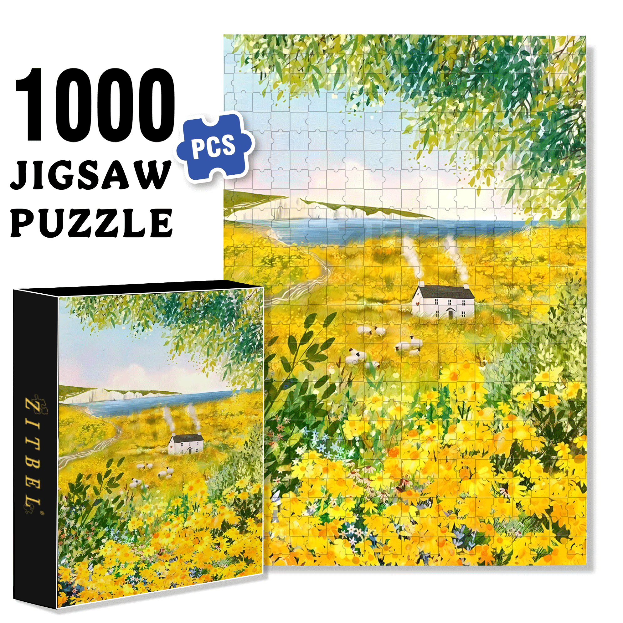 Lovely Home 500pcs/1000pcs Jigsaw Puzzle, Scratch-Resistant, Interactive Family Game & Brain-Boosting DIY Decor, Perfect for Halloween, Christmas & New Year Gifts, Family Puzzle Game