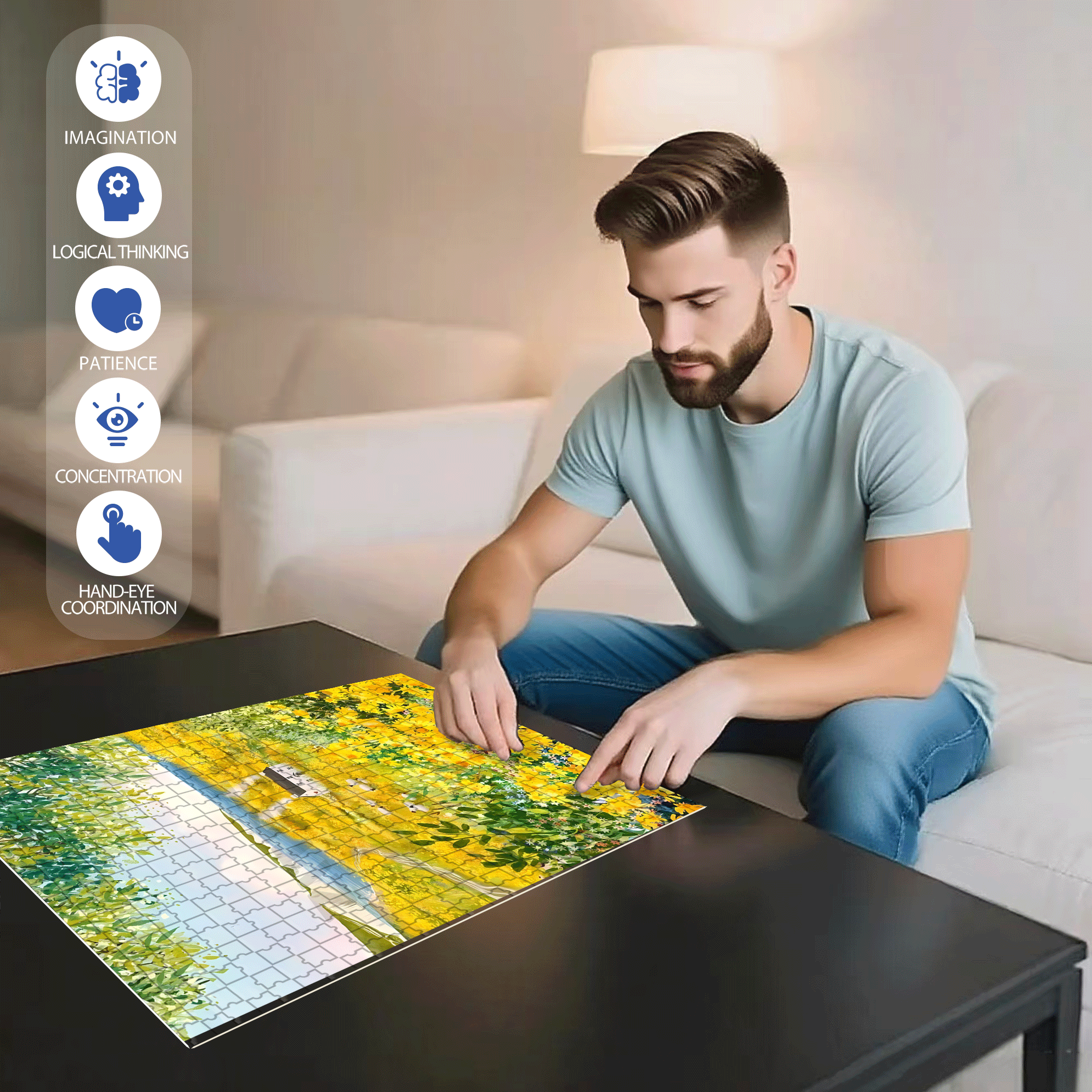 Lovely Home 500pcs/1000pcs Jigsaw Puzzle, Scratch-Resistant, Interactive Family Game & Brain-Boosting DIY Decor, Perfect for Halloween, Christmas & New Year Gifts, Family Puzzle Game
