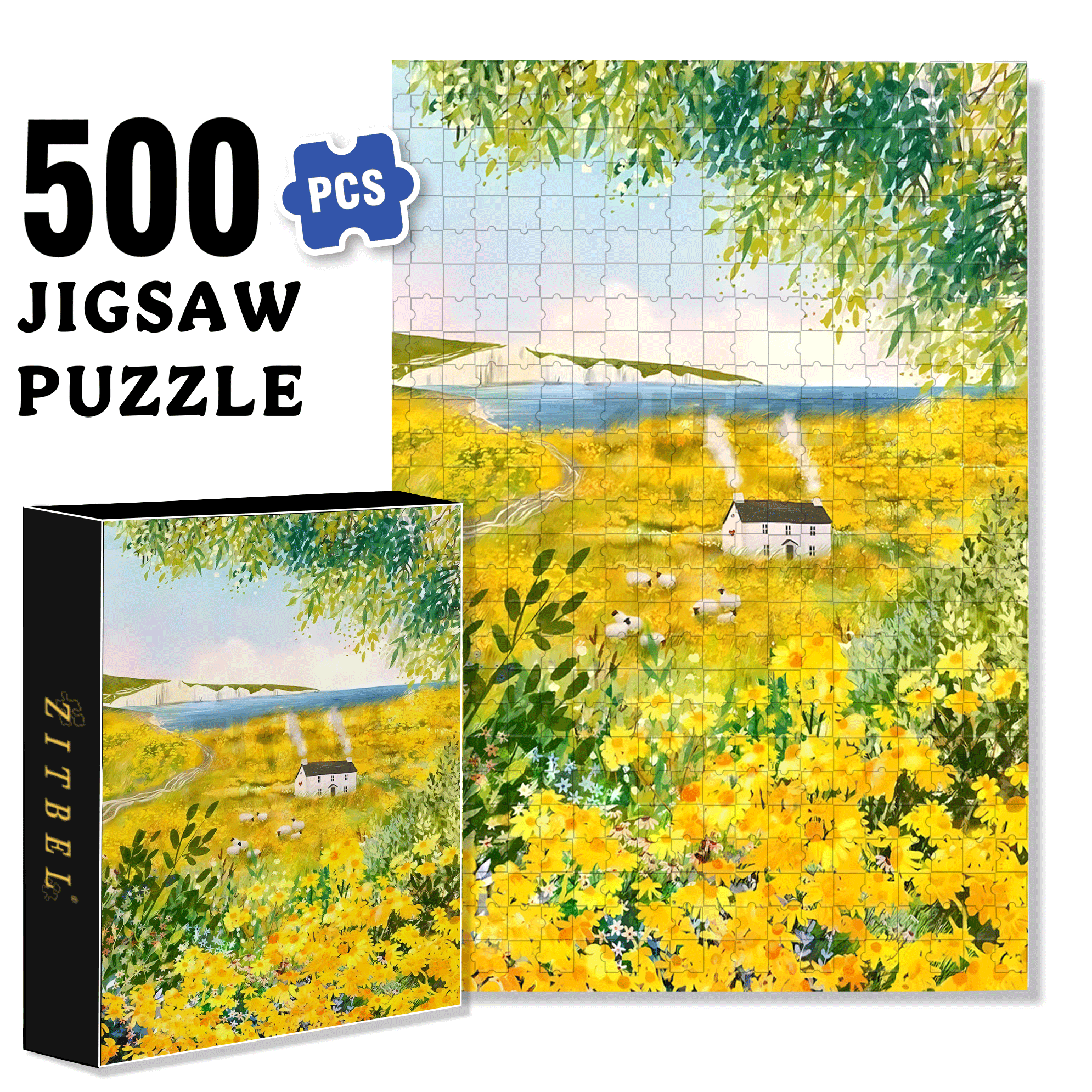Lovely Home 500pcs/1000pcs Jigsaw Puzzle, Scratch-Resistant, Interactive Family Game & Brain-Boosting DIY Decor, Perfect for Halloween, Christmas & New Year Gifts, Family Puzzle Game