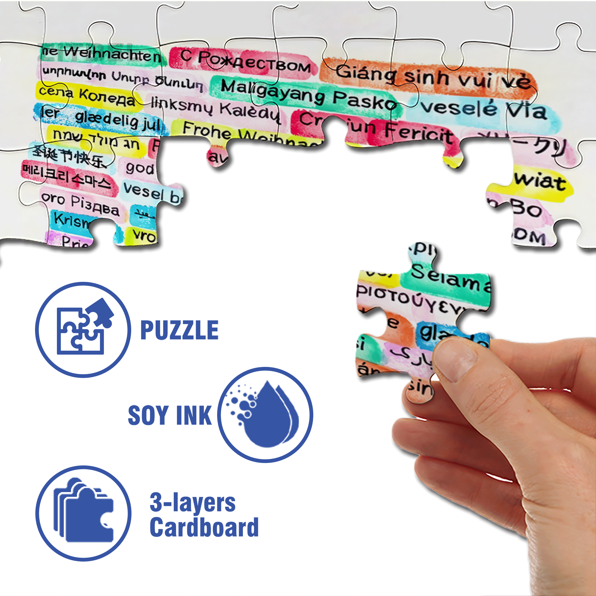 Merry Christmas to the World 500pcs/1000pcs Jigsaw Puzzle, Scratch-Resistant, Interactive Family Game & Brain-Boosting DIY Decor, Perfect for Halloween, Christmas & New Year Gifts, Family Puzzle Game