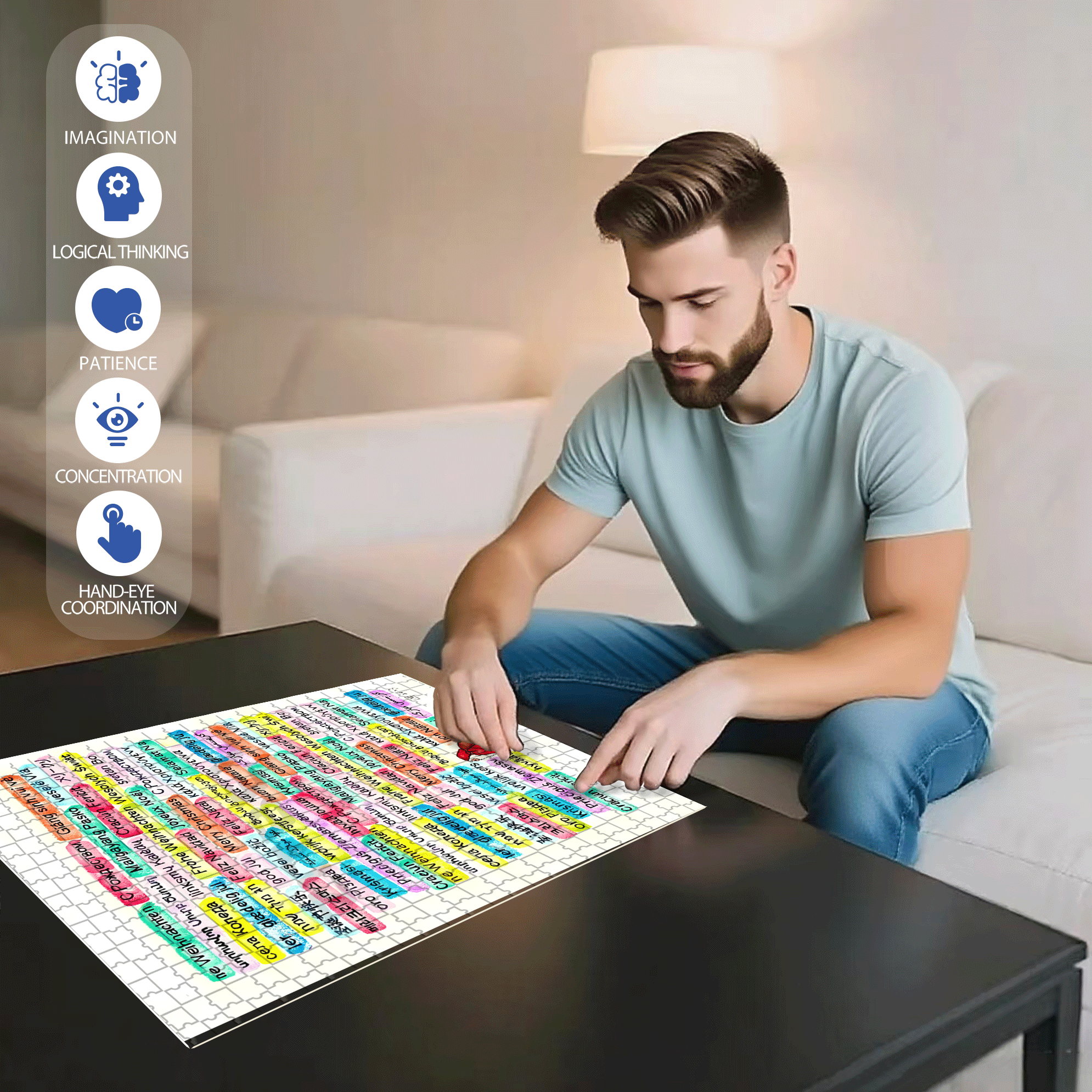 Merry Christmas to the World 500pcs/1000pcs Jigsaw Puzzle, Scratch-Resistant, Interactive Family Game & Brain-Boosting DIY Decor, Perfect for Halloween, Christmas & New Year Gifts, Family Puzzle Game