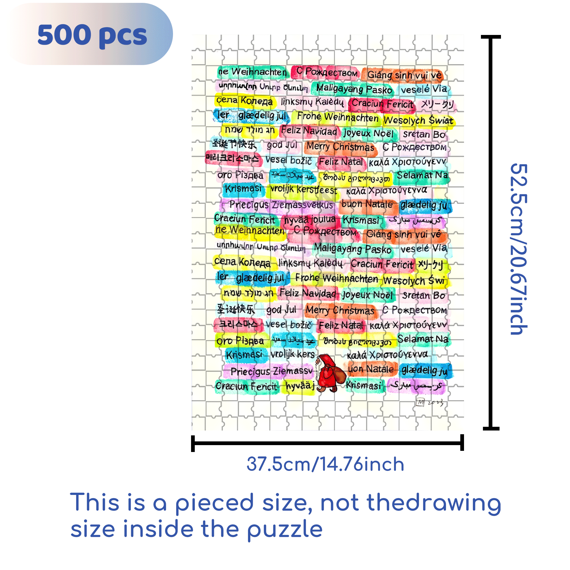 Merry Christmas to the World 500pcs/1000pcs Jigsaw Puzzle, Scratch-Resistant, Interactive Family Game & Brain-Boosting DIY Decor, Perfect for Halloween, Christmas & New Year Gifts, Family Puzzle Game