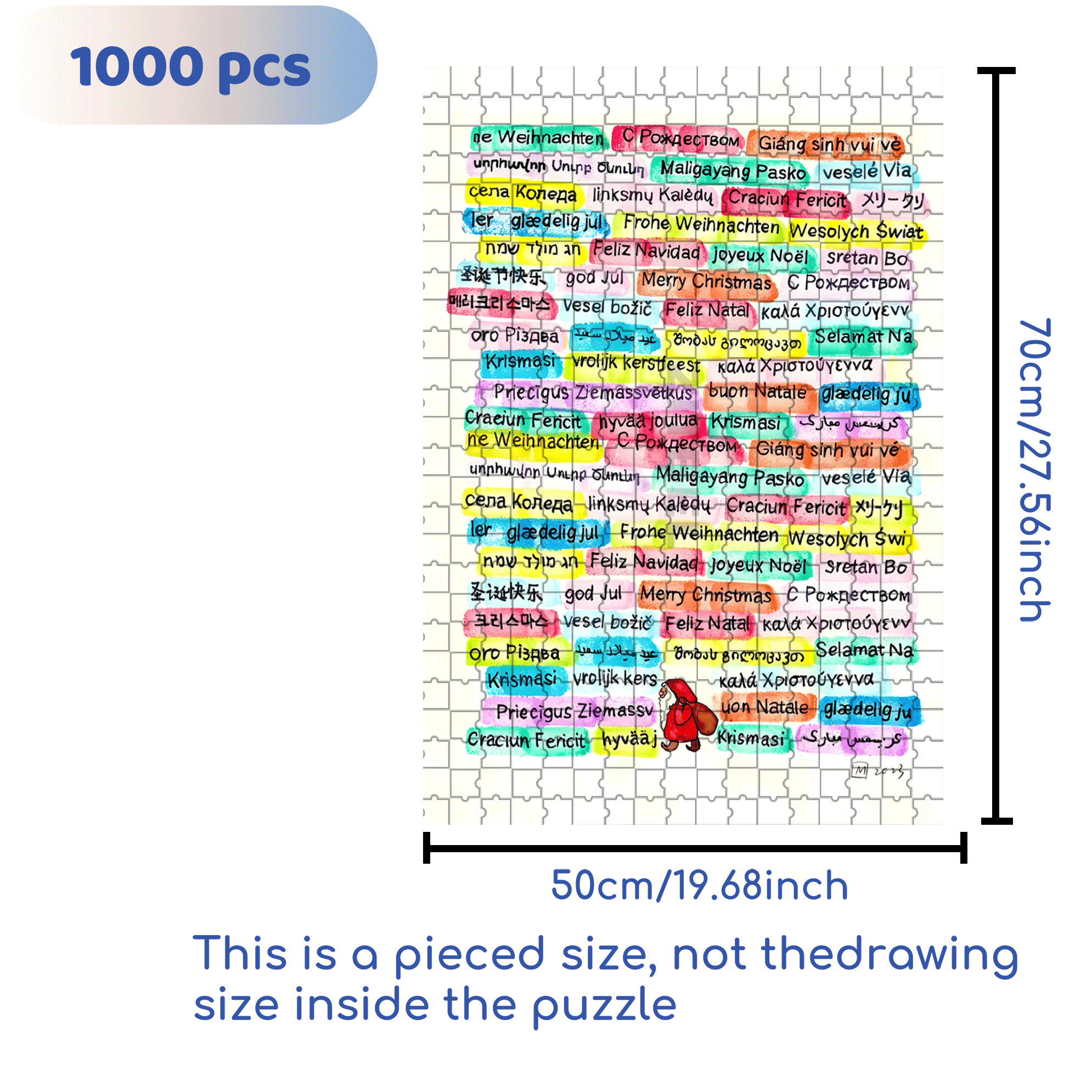 Merry Christmas to the World 500pcs/1000pcs Jigsaw Puzzle, Scratch-Resistant, Interactive Family Game & Brain-Boosting DIY Decor, Perfect for Halloween, Christmas & New Year Gifts, Family Puzzle Game