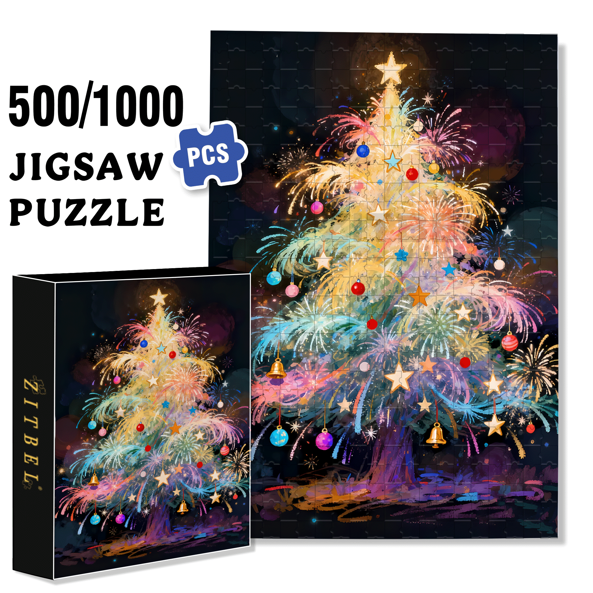 My Brilliant Christmas Tree 500pcs/1000pcs Jigsaw Puzzle, Scratch-Resistant, Interactive Family Game & Brain-Boosting DIY Decor, Perfect for Halloween, Christmas & New Year Gifts, Family Puzzle Game
