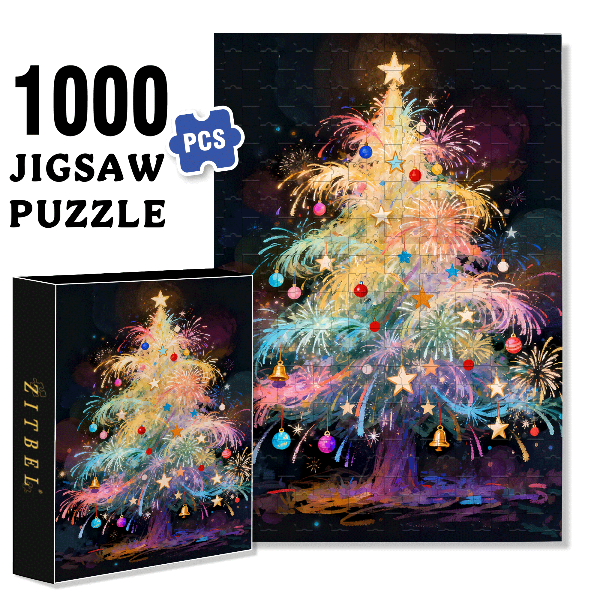 My Brilliant Christmas Tree 500pcs/1000pcs Jigsaw Puzzle, Scratch-Resistant, Interactive Family Game & Brain-Boosting DIY Decor, Perfect for Halloween, Christmas & New Year Gifts, Family Puzzle Game